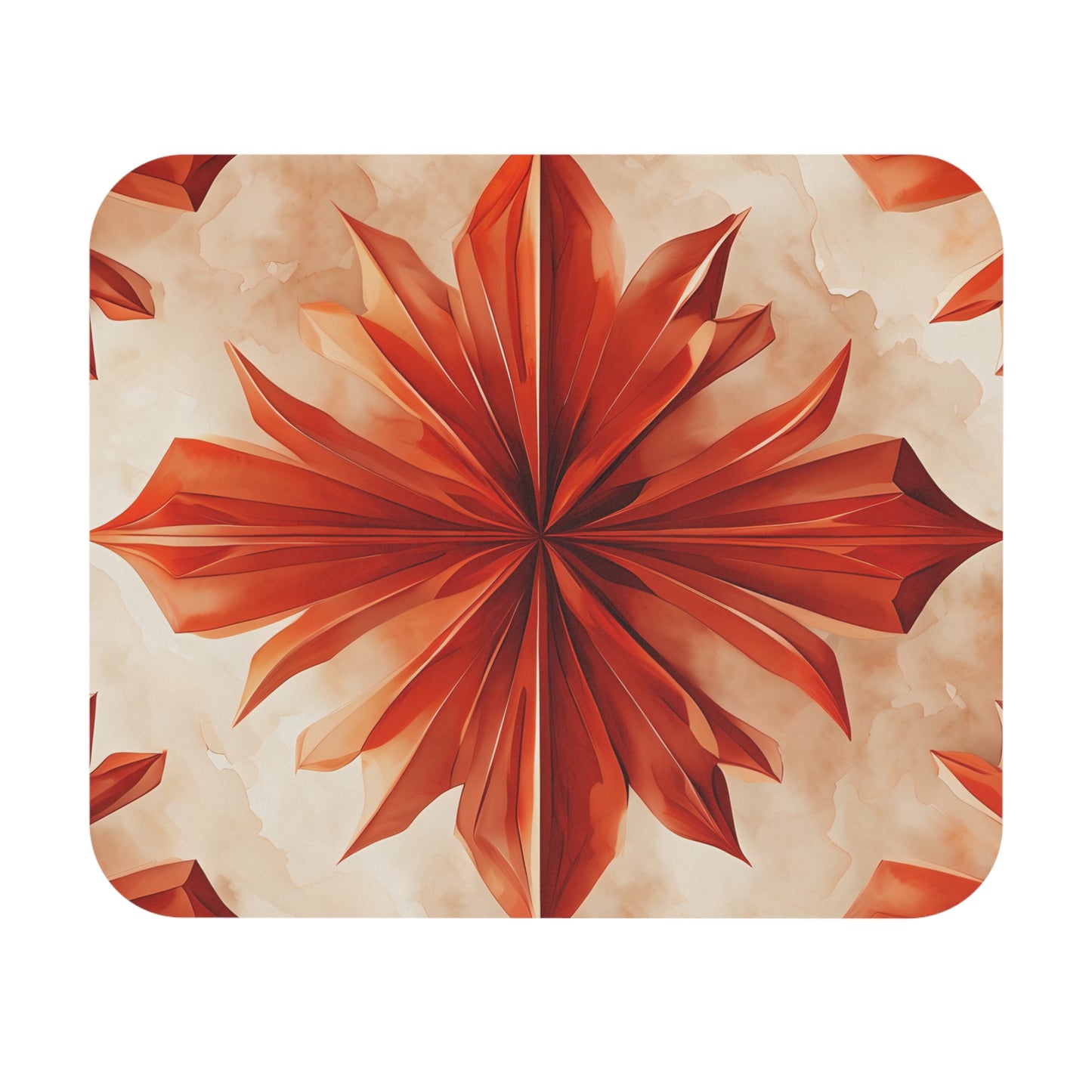 Sunset Fleur mouse pad featuring bold orange floral bloom design