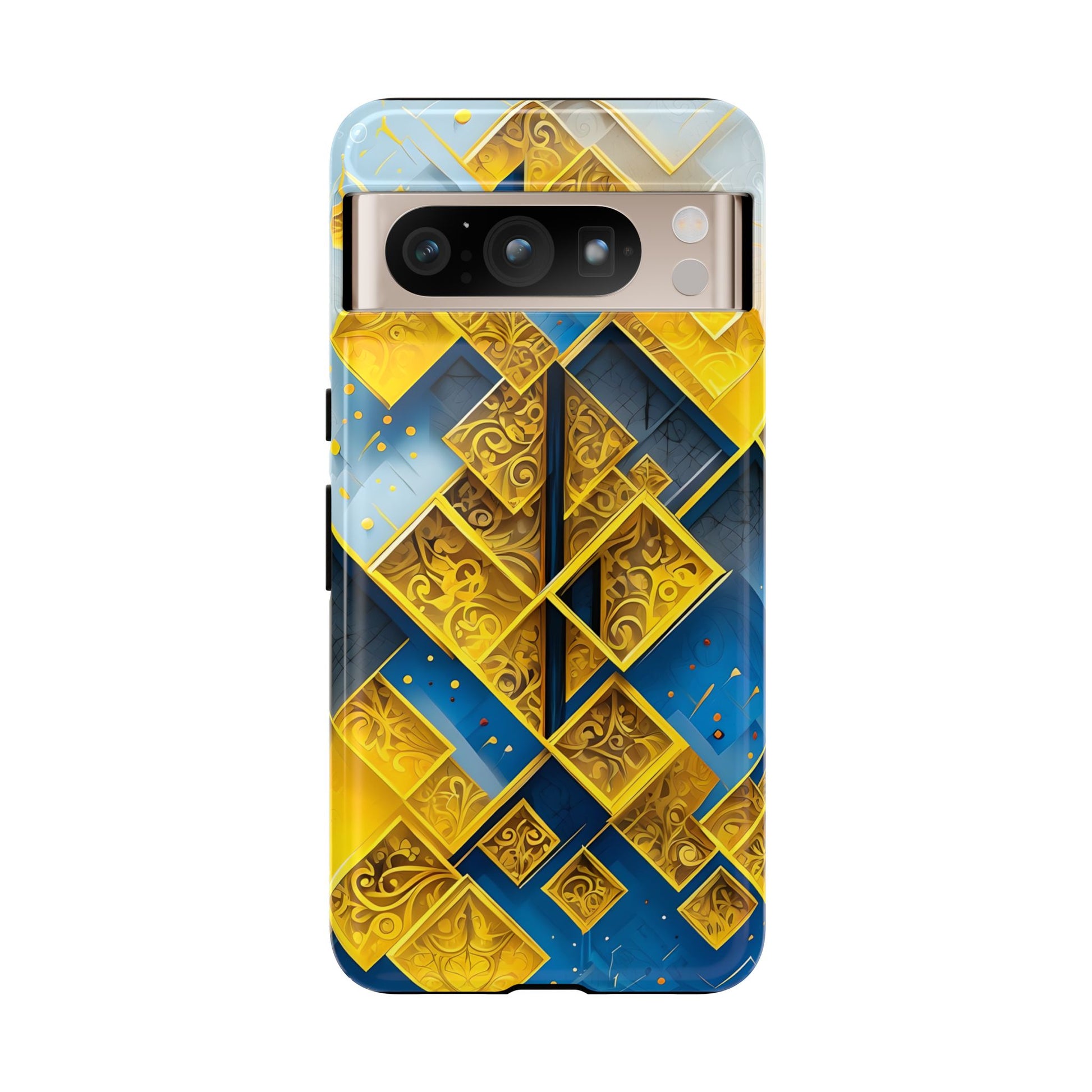 Golden Ascent Luxe Geometric Google Pixel 8 Pro Tough Case - Elegant Abstract Gold Design