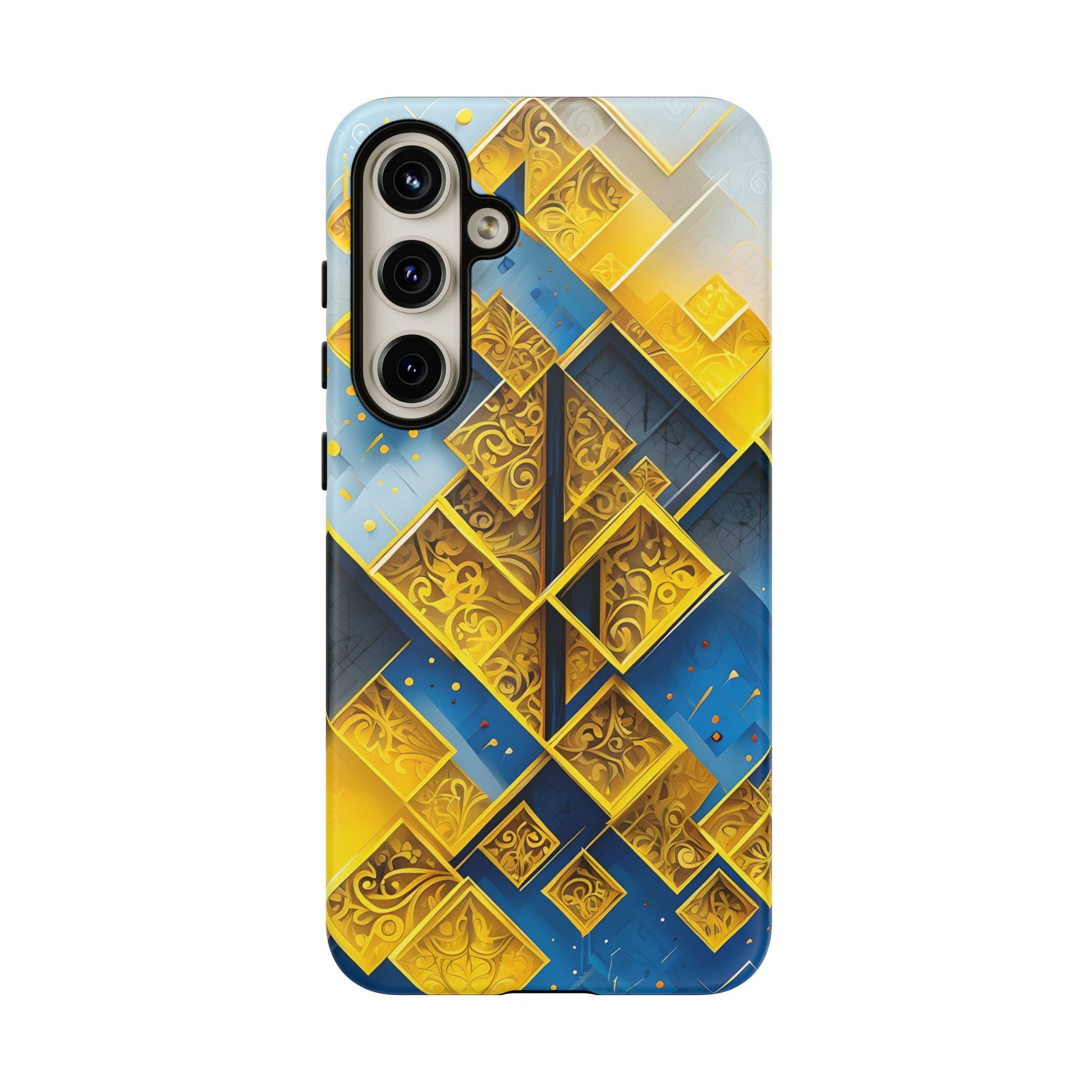 Golden Ascent Luxe Geometric Samsung Galaxy S24 Plus Tough Case - Elegant Abstract Gold Design