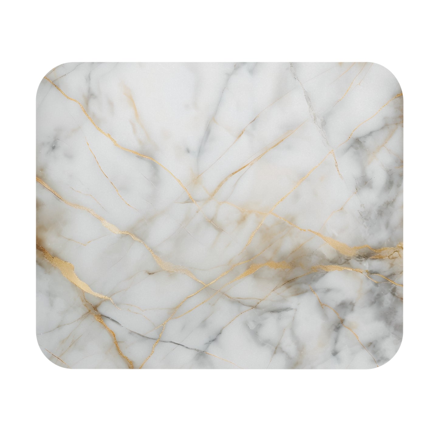 Golden Vein Marble mouse pad featuring white marble-inspired design with gold vein lines