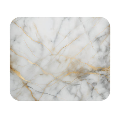 Golden Vein Marble mouse pad featuring white marble-inspired design with gold vein lines