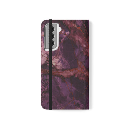 Amethyst Current Wallet Phone Case - Elegant Purple Marble Flip Cover for Samsung Galaxy