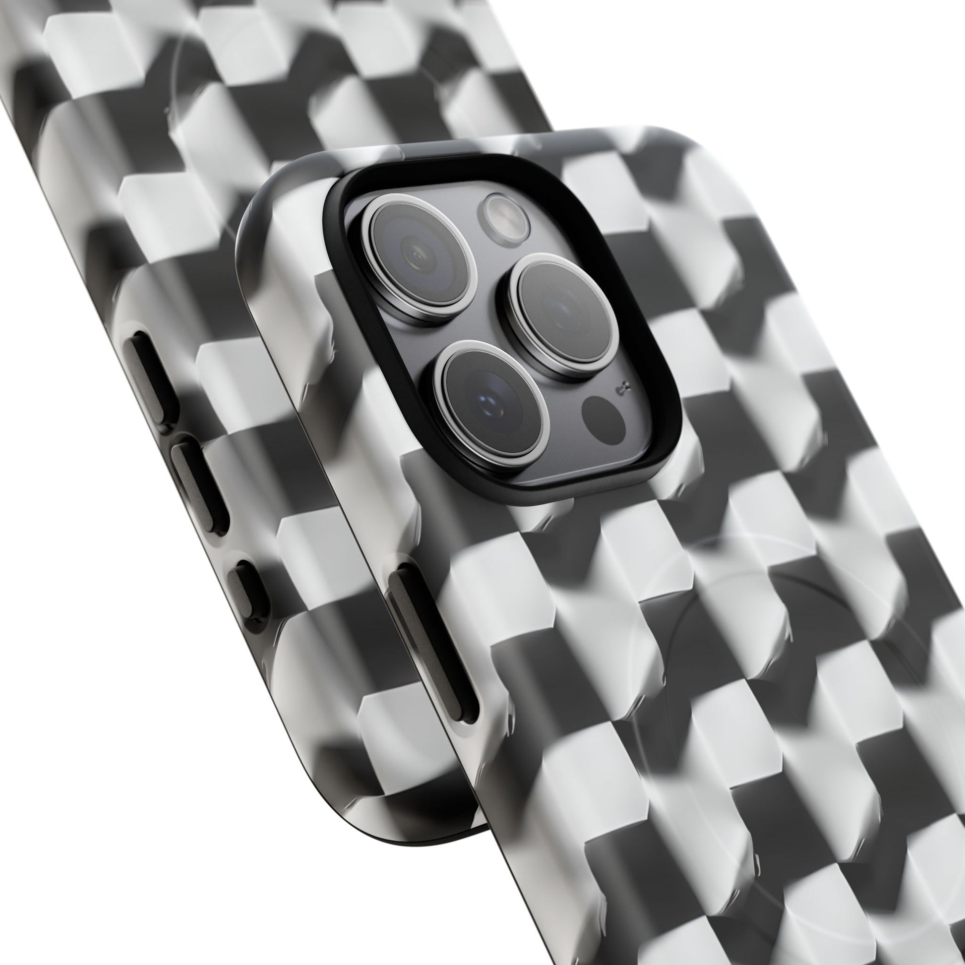 Monochrome Grid - iPhone 15 Pro Max MagSafe Phone Case - Bold, Modern Black & White Design
