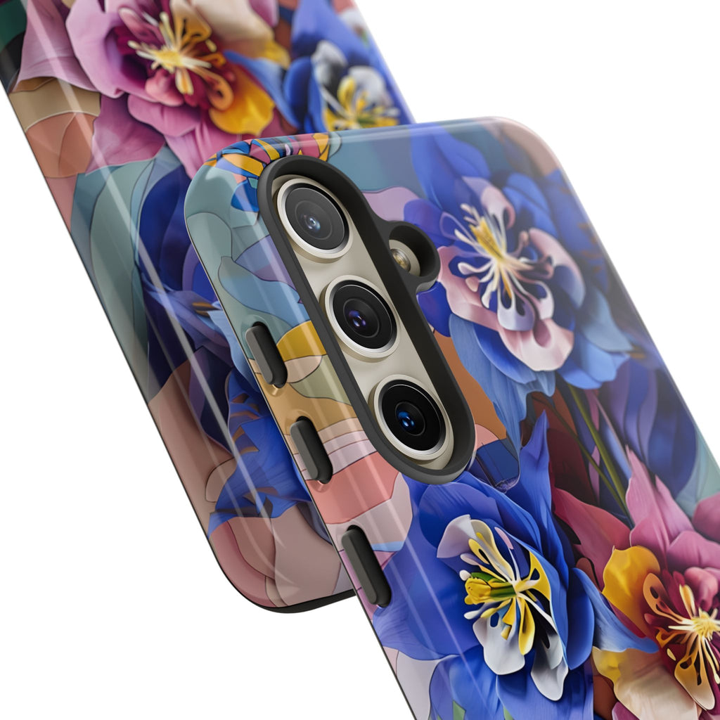 Blue Columbine Carnivale - Artistic Floral & Butterfly Samsung S24 Tough Phone Case - Vibrant Botanical Design