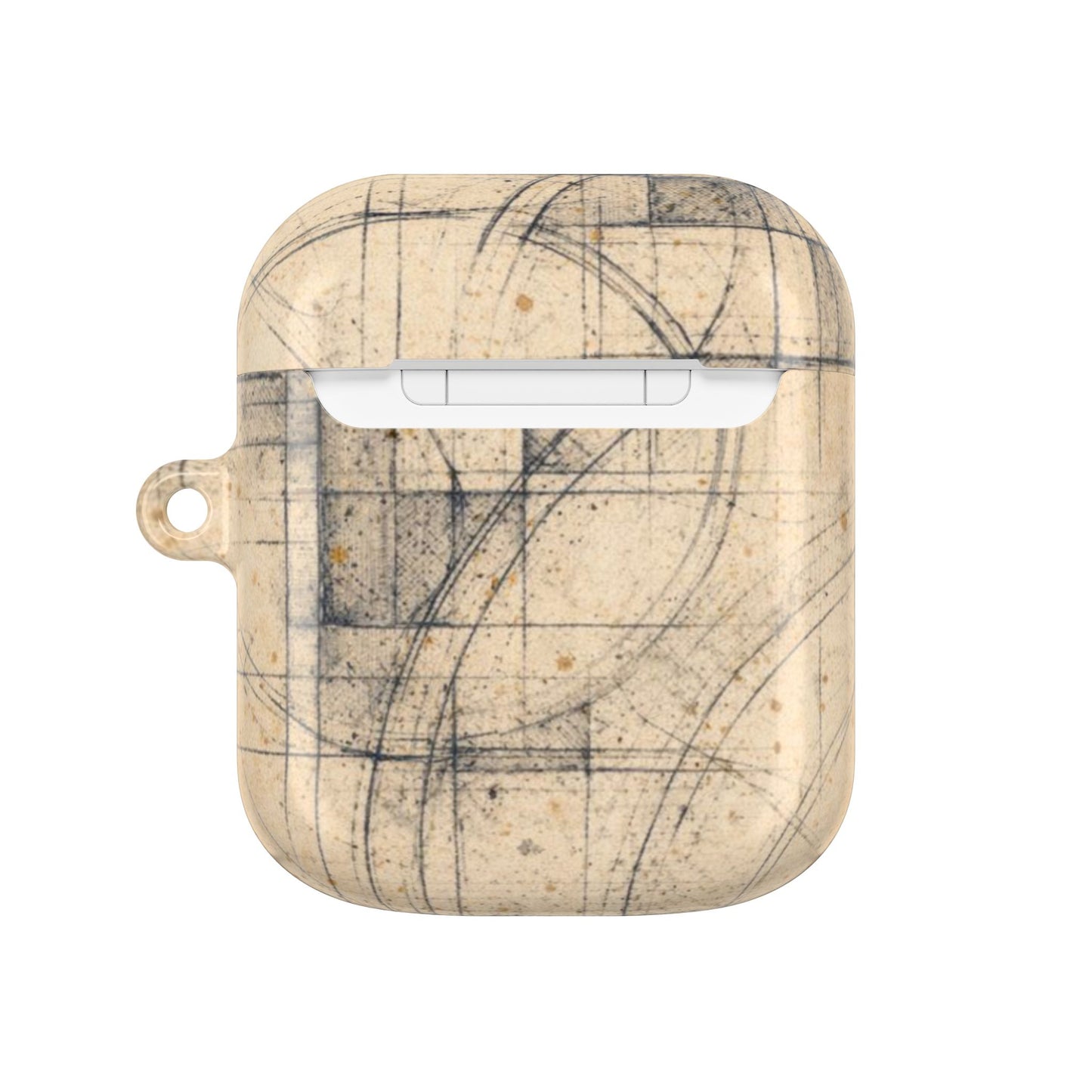 Architectural Parchment Blueprint AirPods Case - Minimalist Technical Sketch Design for Gen 1–4 & Pro