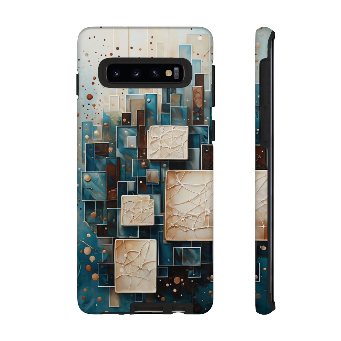Architectural Drift Samsung Galaxy Case - Modern Geometric Teal & Parchment Design