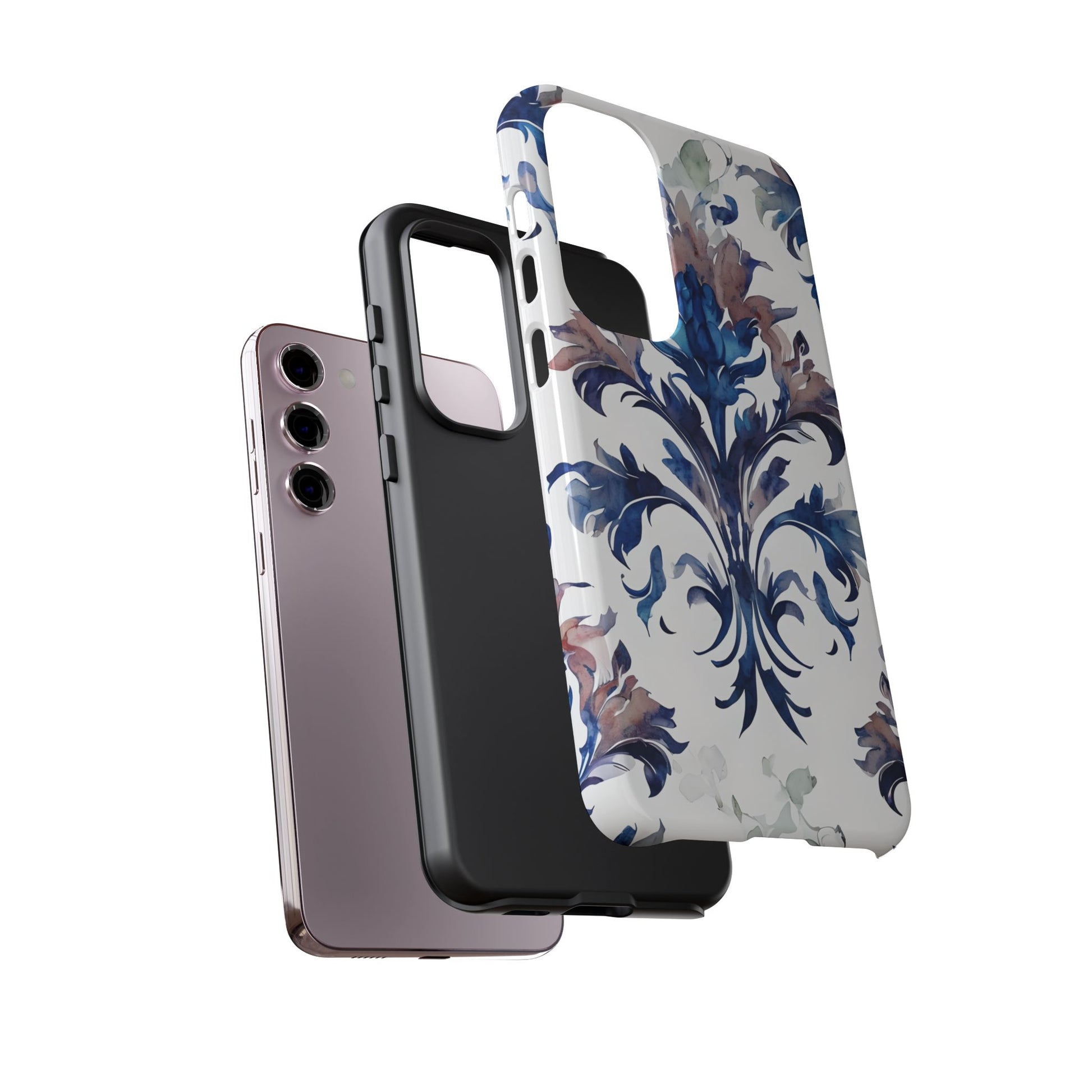 Delft Reverie - Elegant Blue & White Samsung S23 Plus Tough Phone Case - Dutch Delftware-Inspired Floral Design