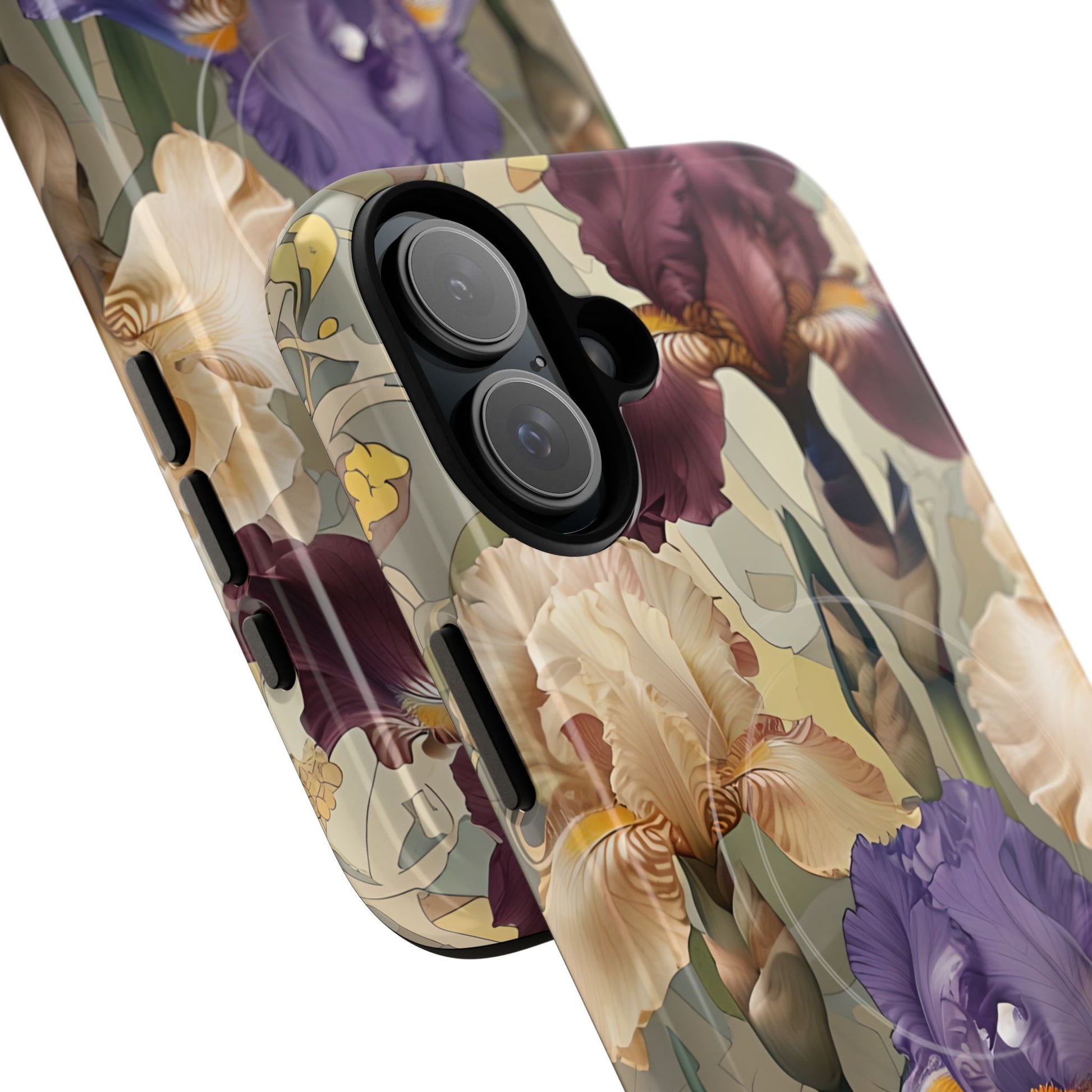Iris Reverie - Elegant Painterly - iPhone 16 Plus - MagSafe Compatible - Artistic Purple & Cream Iris Design