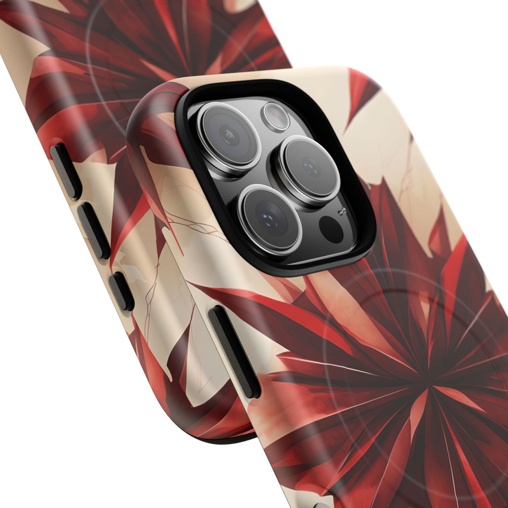 Ruby Compass iPhone 16 Pro MagSafe Phone Case - Bold Red Modern Design
