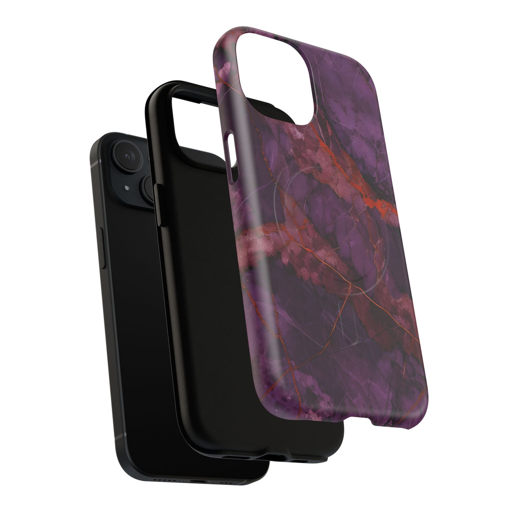Amethyst Current - Kaleidoscope Collection Artistic Floral Burst - iPhone 15 MagSafe Phone Case - Bold Purple Symmetrical Design