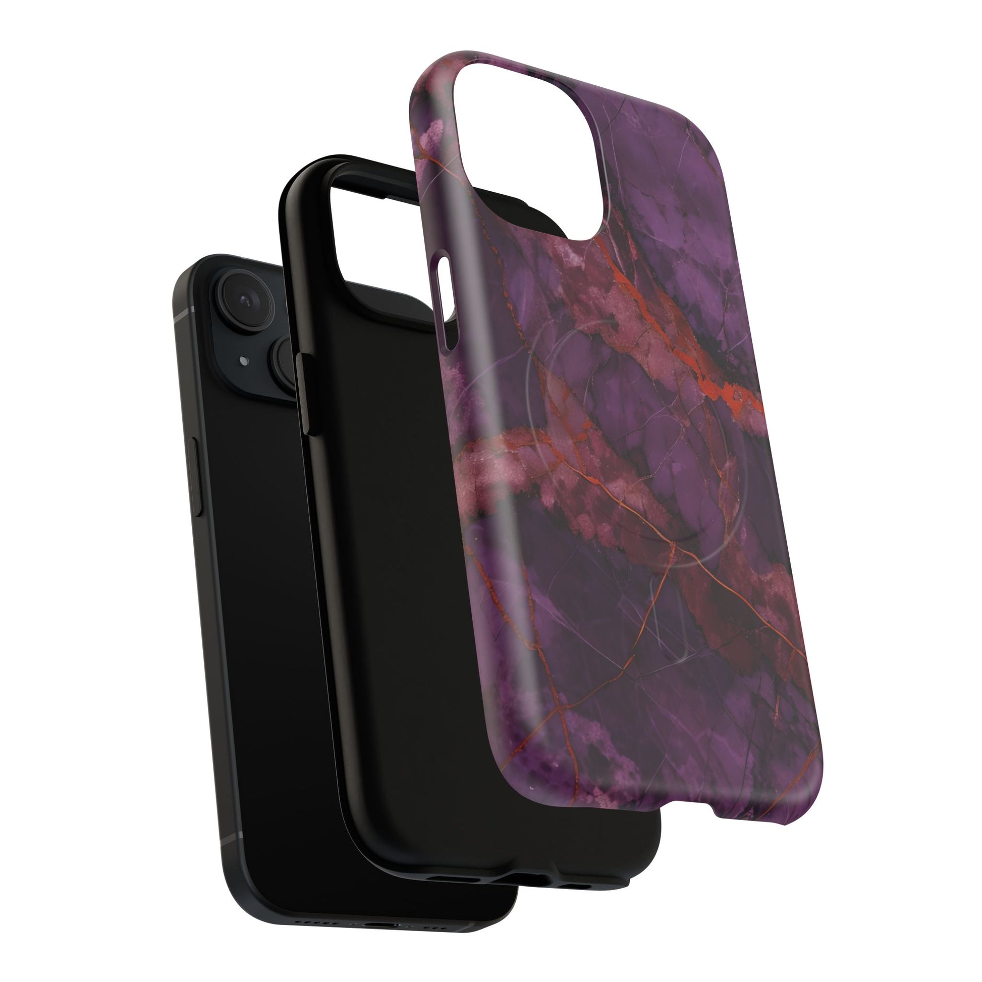 Amethyst Current - Kaleidoscope Collection Artistic Floral Burst - iPhone 15 MagSafe Phone Case - Bold Purple Symmetrical Design