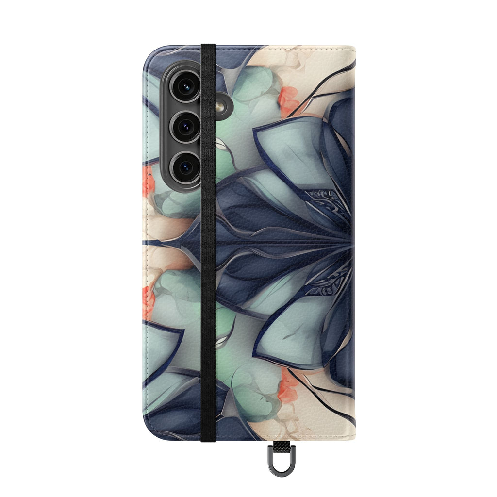 Midnight Mosaic - Abstract Floral Flip Phone Case for Samsung Galaxy S24 Plus