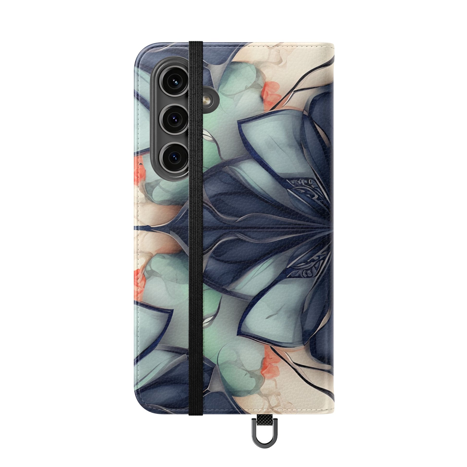 Midnight Mosaic - Abstract Floral Flip Phone Case for Samsung Galaxy S24 Plus