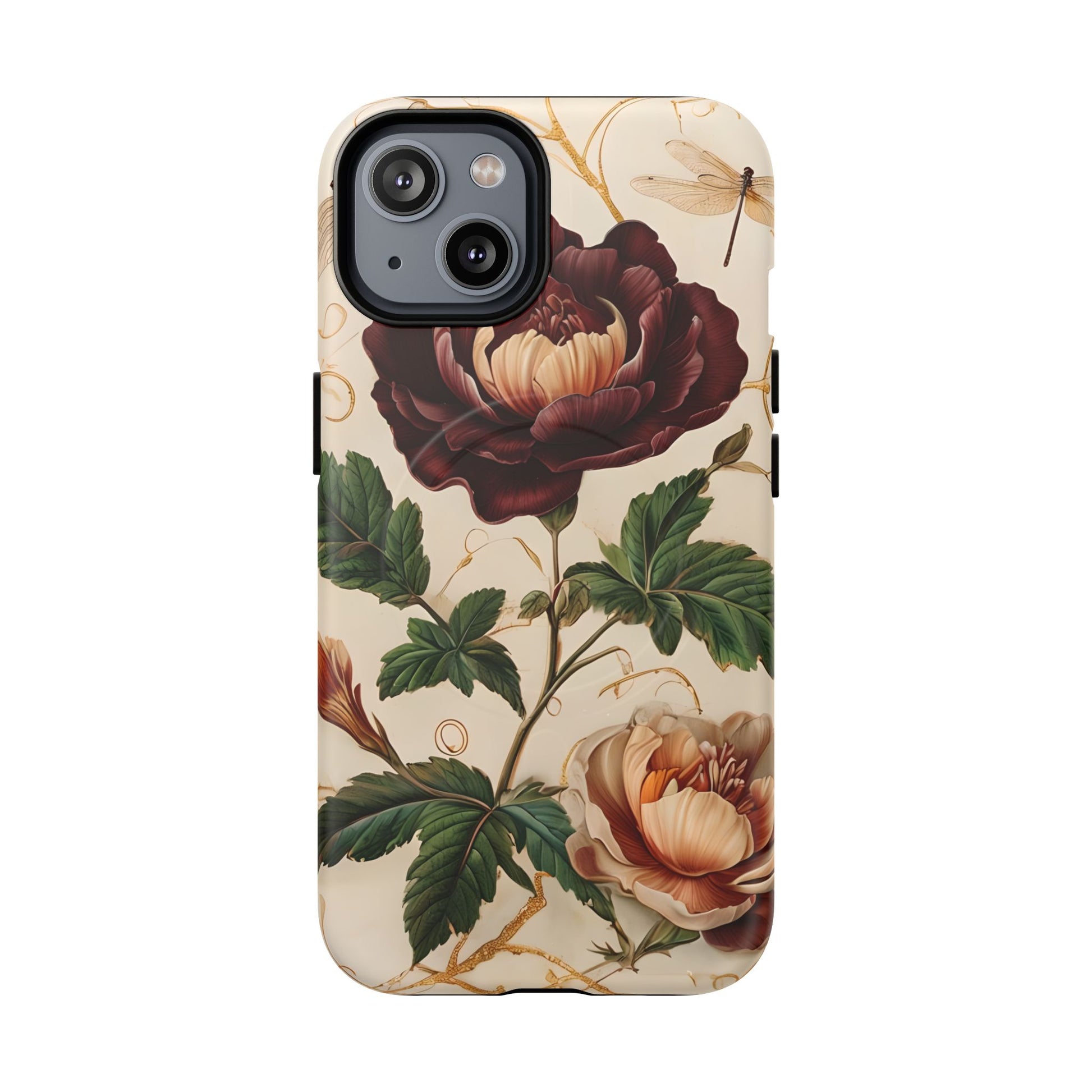 Vintage Burgundy Rose - Elegant Floral iPhone 14 Phone Case - Classic Painterly Rose Design