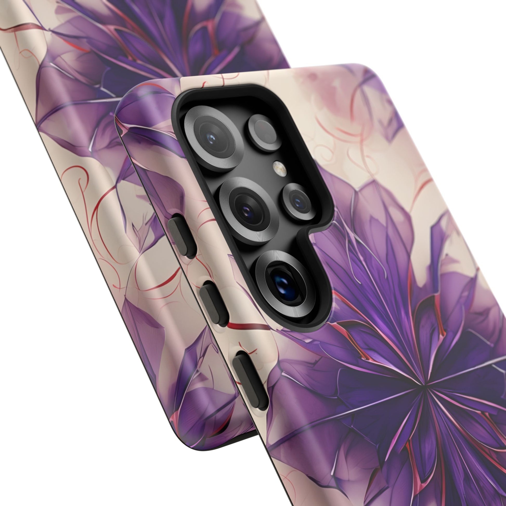 Violet Reverie - Kaleidoscope Collection Artistic Floral Burst - Samsung Galaxy S25 Ultra Tough Phone Case - Bold Purple Symmetrical Design
