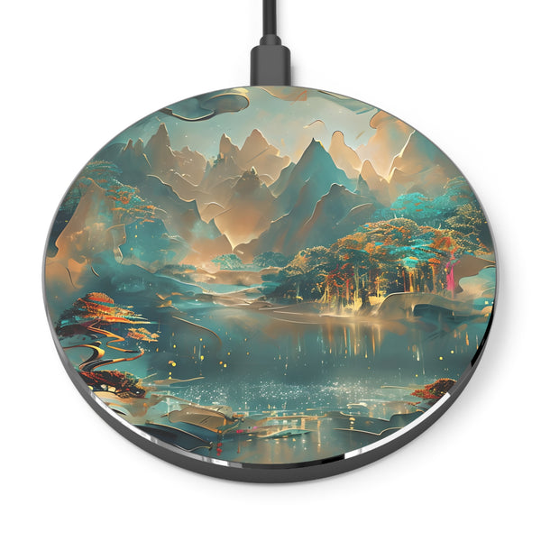 Misty Horizon Qi Wireless Charger - 10W Fast Charging Pad for iPhone 15/16 - MagSafe Compatible Zen Design