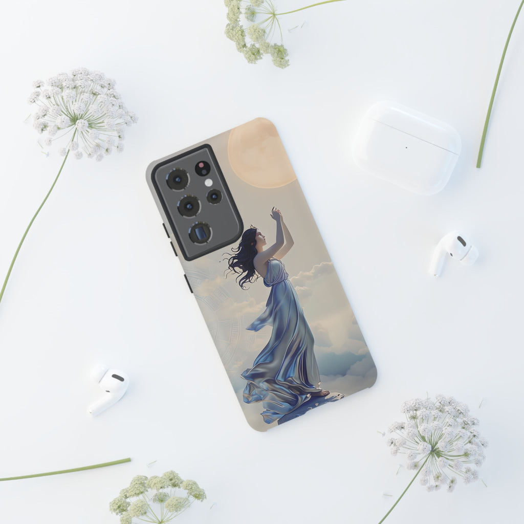 Moonlit Ascend - Ethereal Celestial Art Samsung Galaxy S21 Ultra Tough Phone Case - Dreamy Night Sky & Floating Woman Design