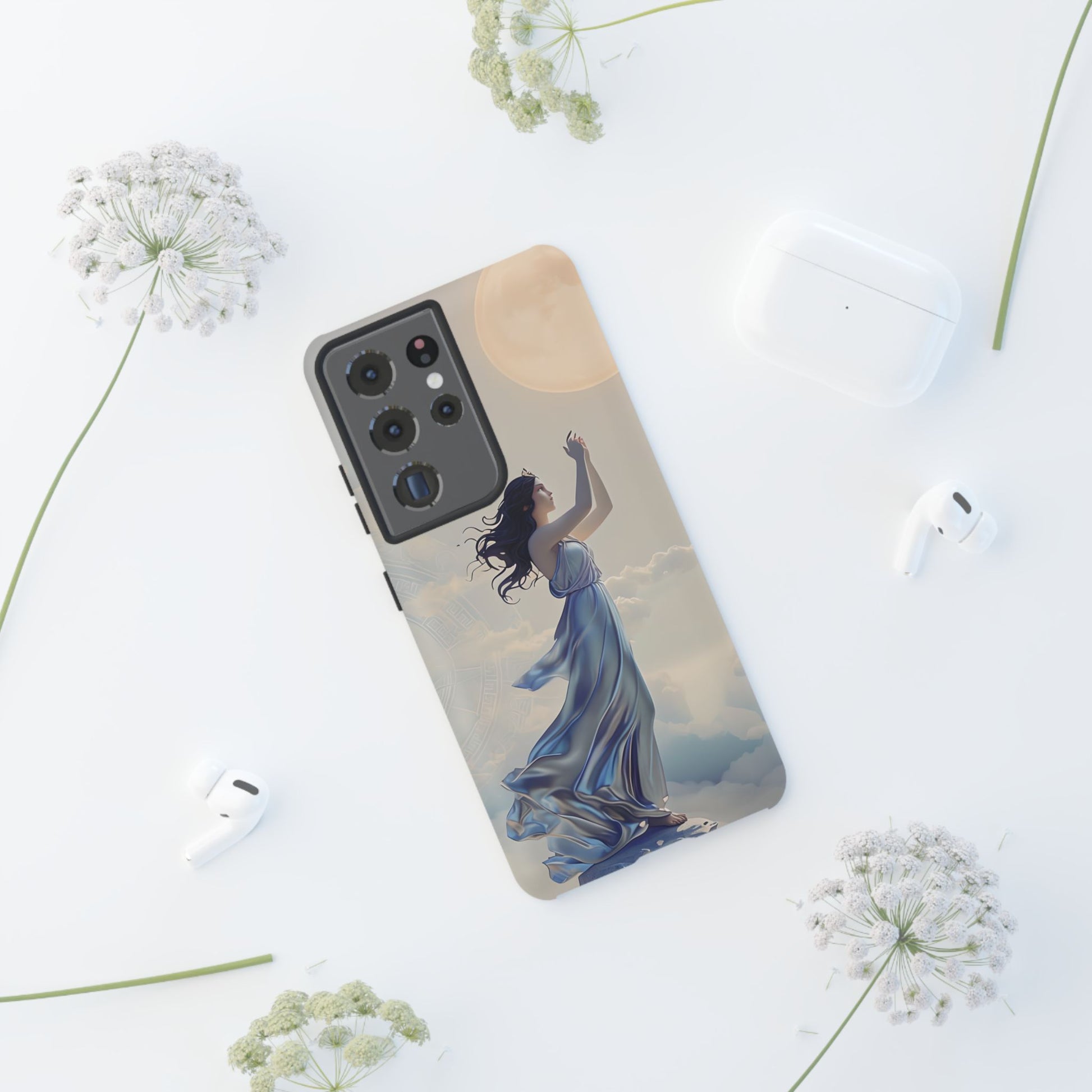 Moonlit Ascend - Ethereal Celestial Art Samsung Galaxy S21 Ultra Tough Phone Case - Dreamy Night Sky & Floating Woman Design