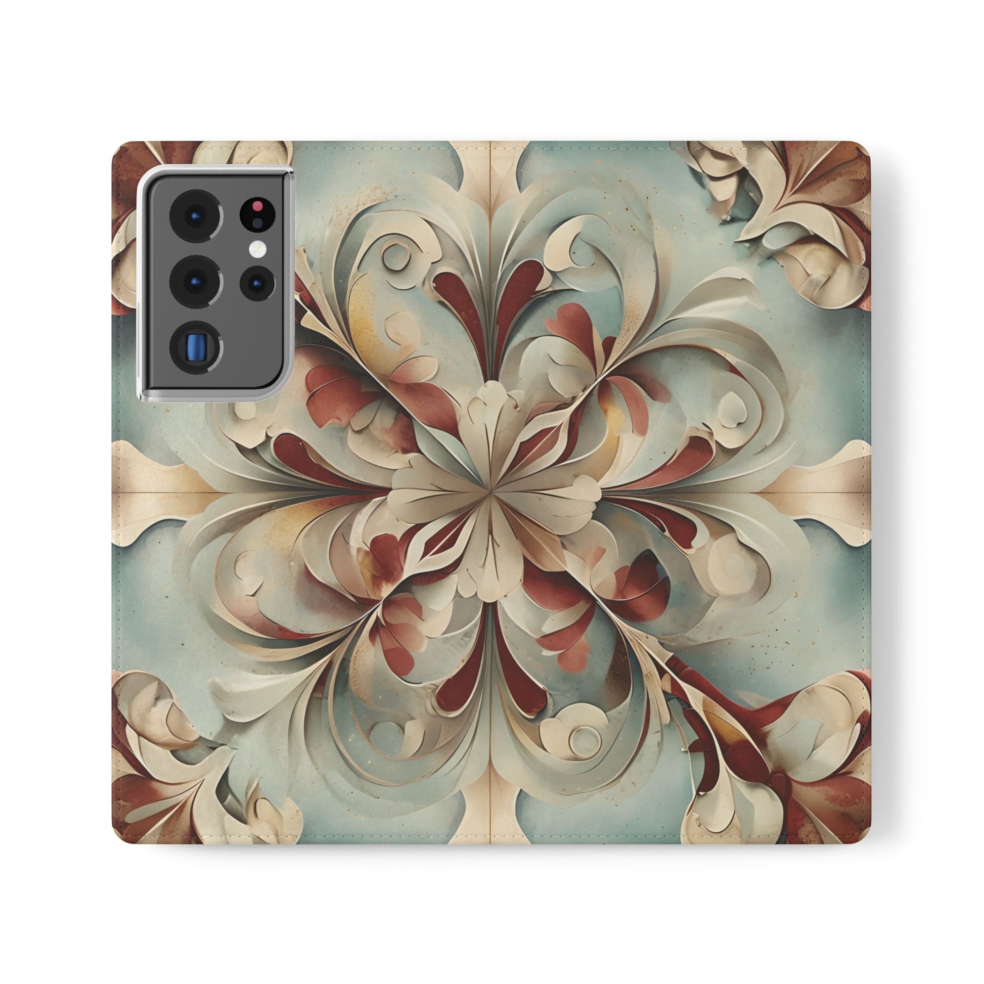 Vintage Baroque Blossom Wallet Phone Case - Elegant Floral Flip Cover for Samsung Galaxy S21 Ultra