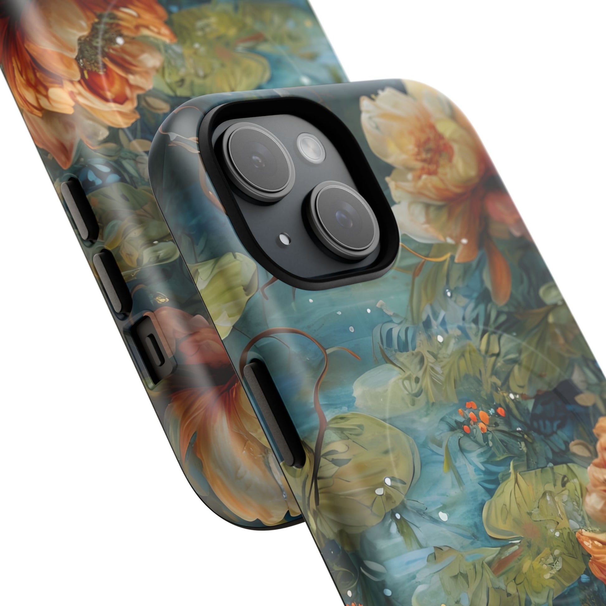 Waterlily Nocturne iPhone 15 Case - Artistic Tough Cover - MagSafe Compatible - Premium Drop Protection
