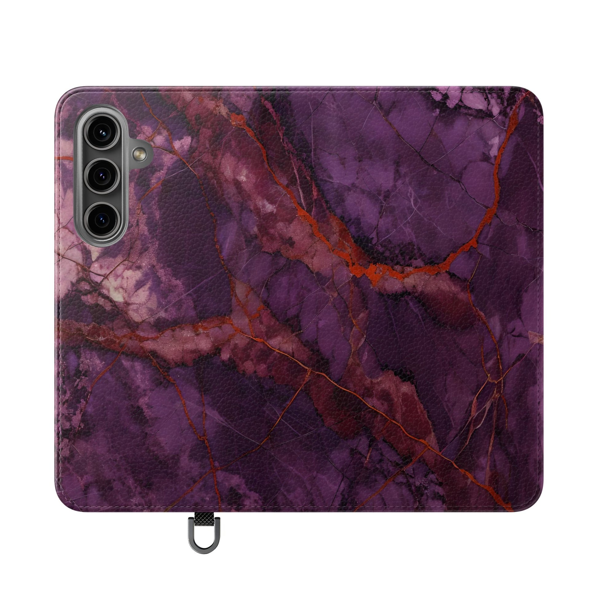 Amethyst Current Wallet Phone Case - Elegant Purple Marble Flip Cover for Samsung Galaxy S24