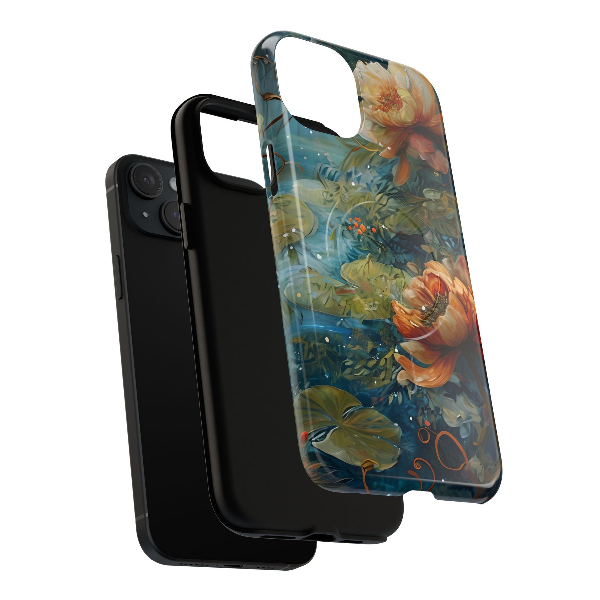 Waterlily Nocturne iPhone 15 Plus Case - Artistic Tough Cover - MagSafe Compatible - Premium Drop Protection