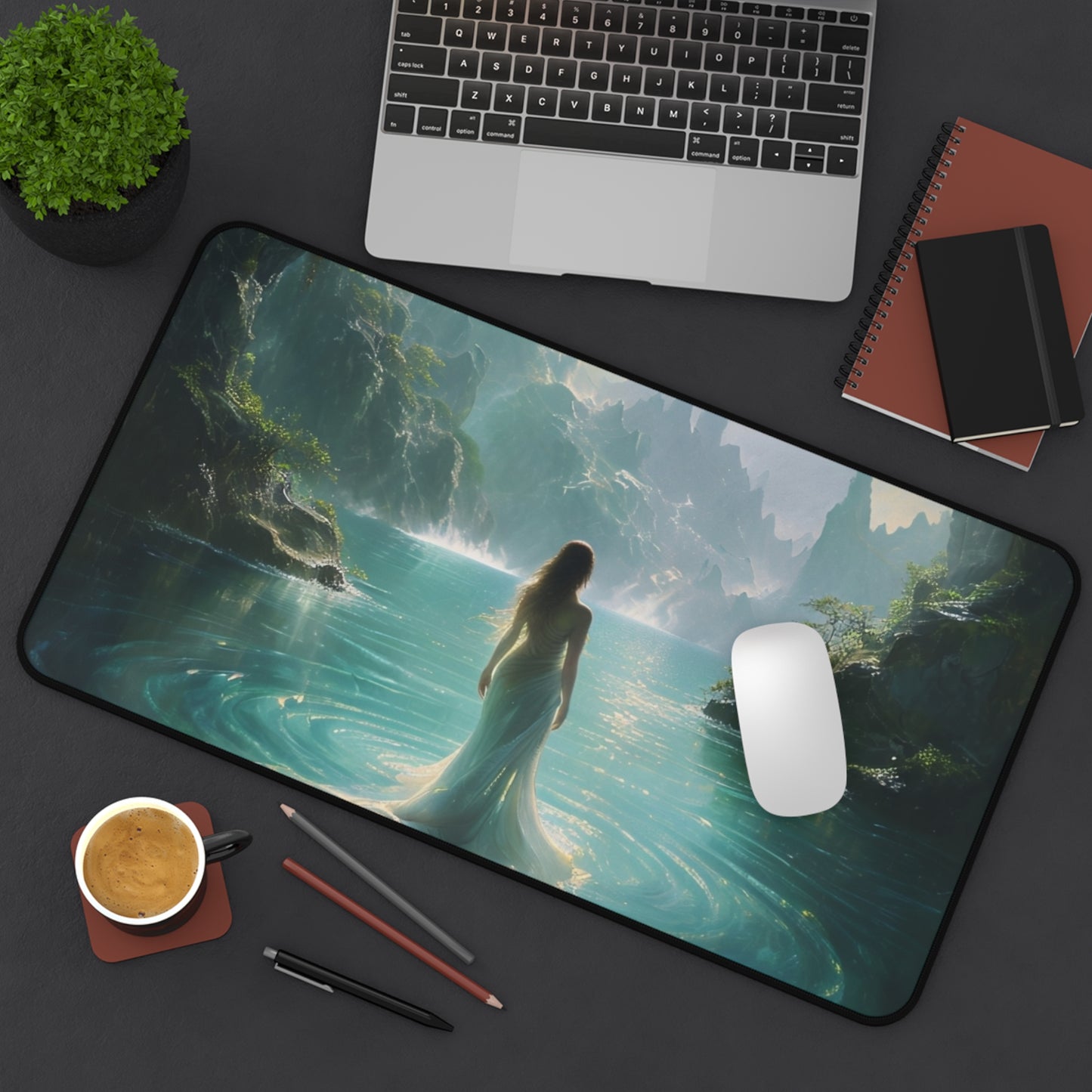 Celestial Tides Desk Mat - Premium Office Desk Pad, 3 Sizes Available, Artistic Workspace Protection