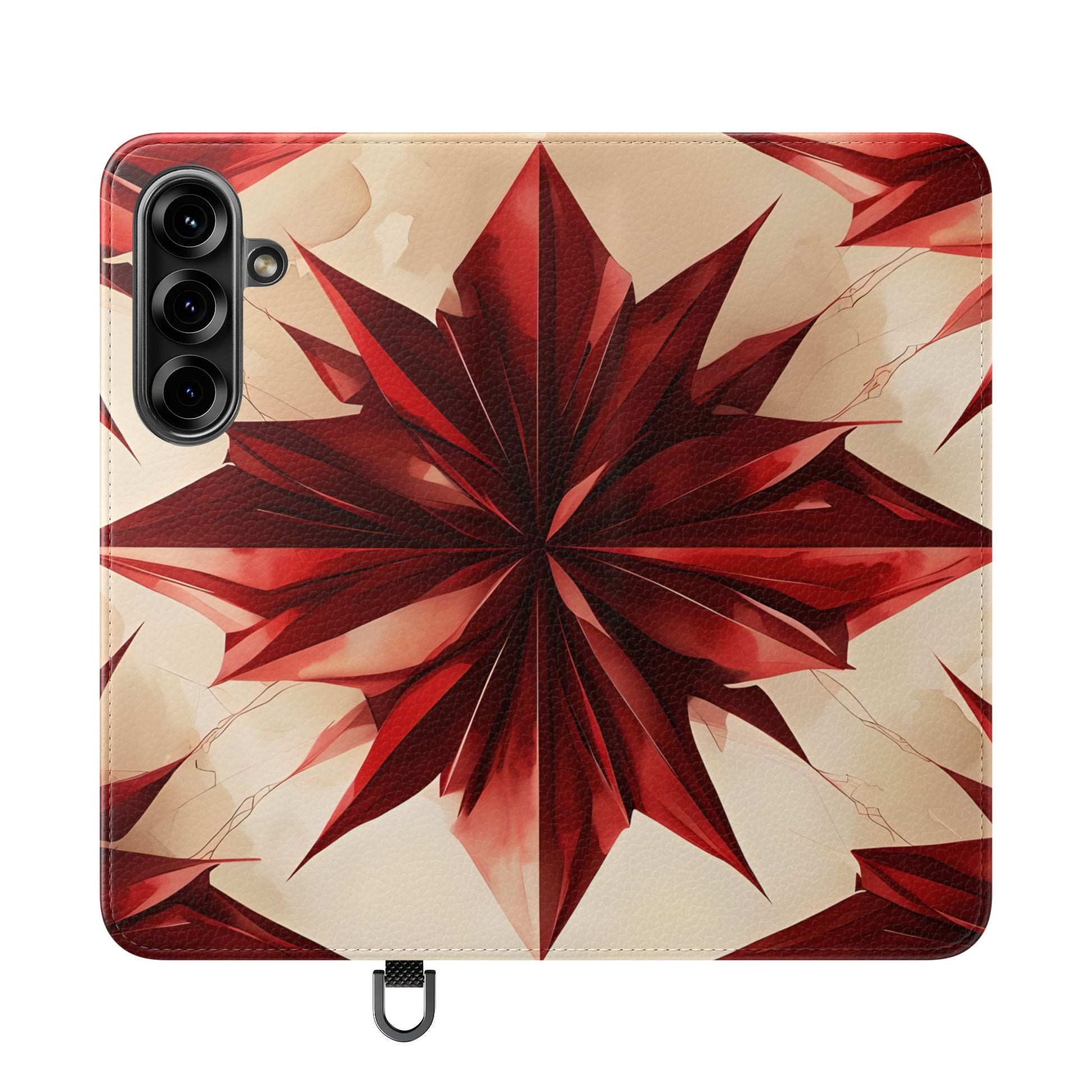 Ruby Compass Samsung Galaxy S25 Wallet Case - Bold Geometric Flip Cover with Card Slots