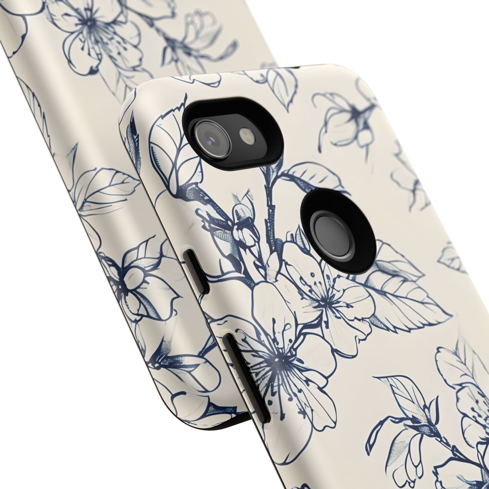 Blossom Sketch - Artistic Blue Floral Google Pixel 3a XL - Tough Phone Case - Hand-Drawn Botanical Design