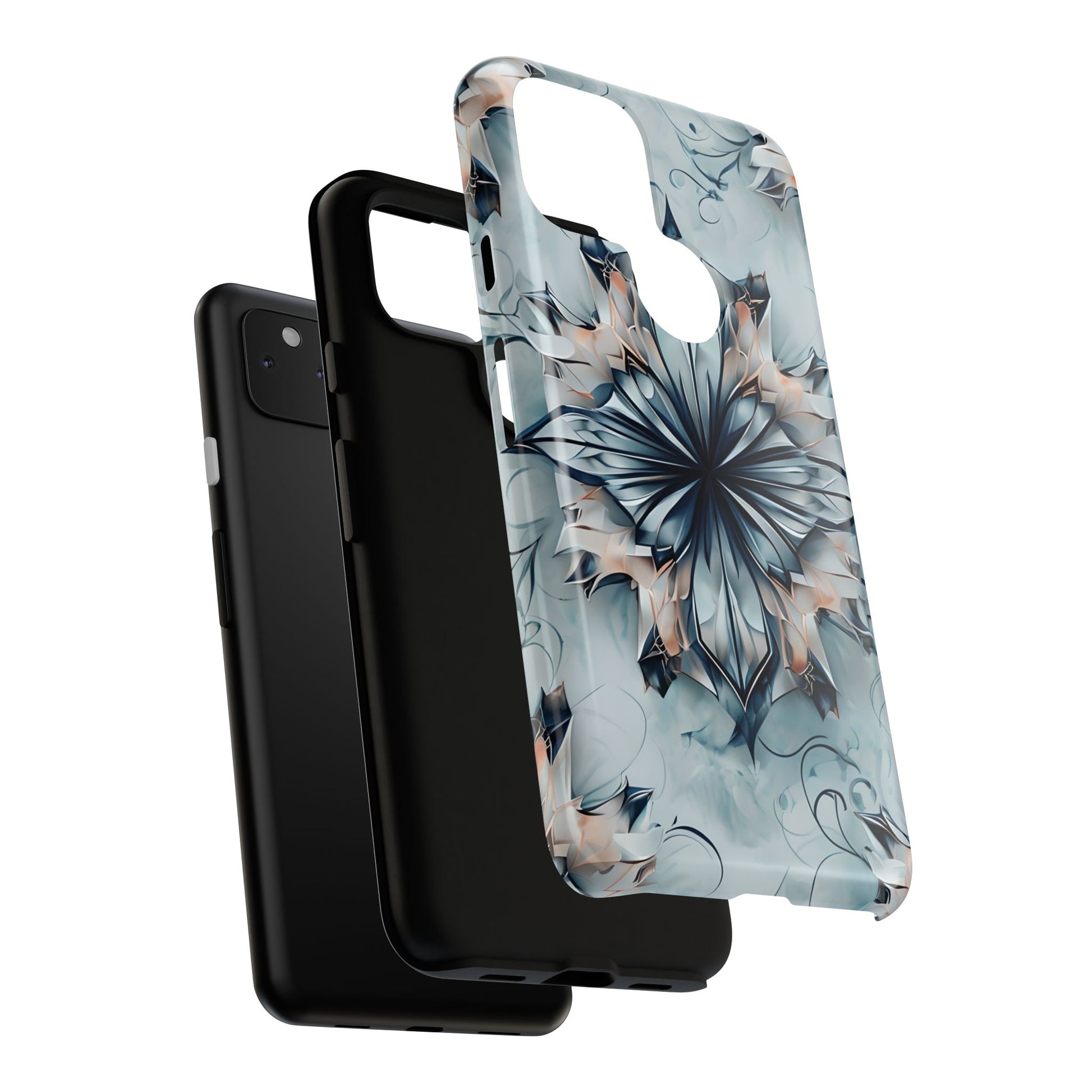 Indigo Mirage - Artistic Kaleidoscope Collection Artistic Floral - Google Pixel 4a 5G Tough Phone Case - Bold Indigo Symmetrical Design