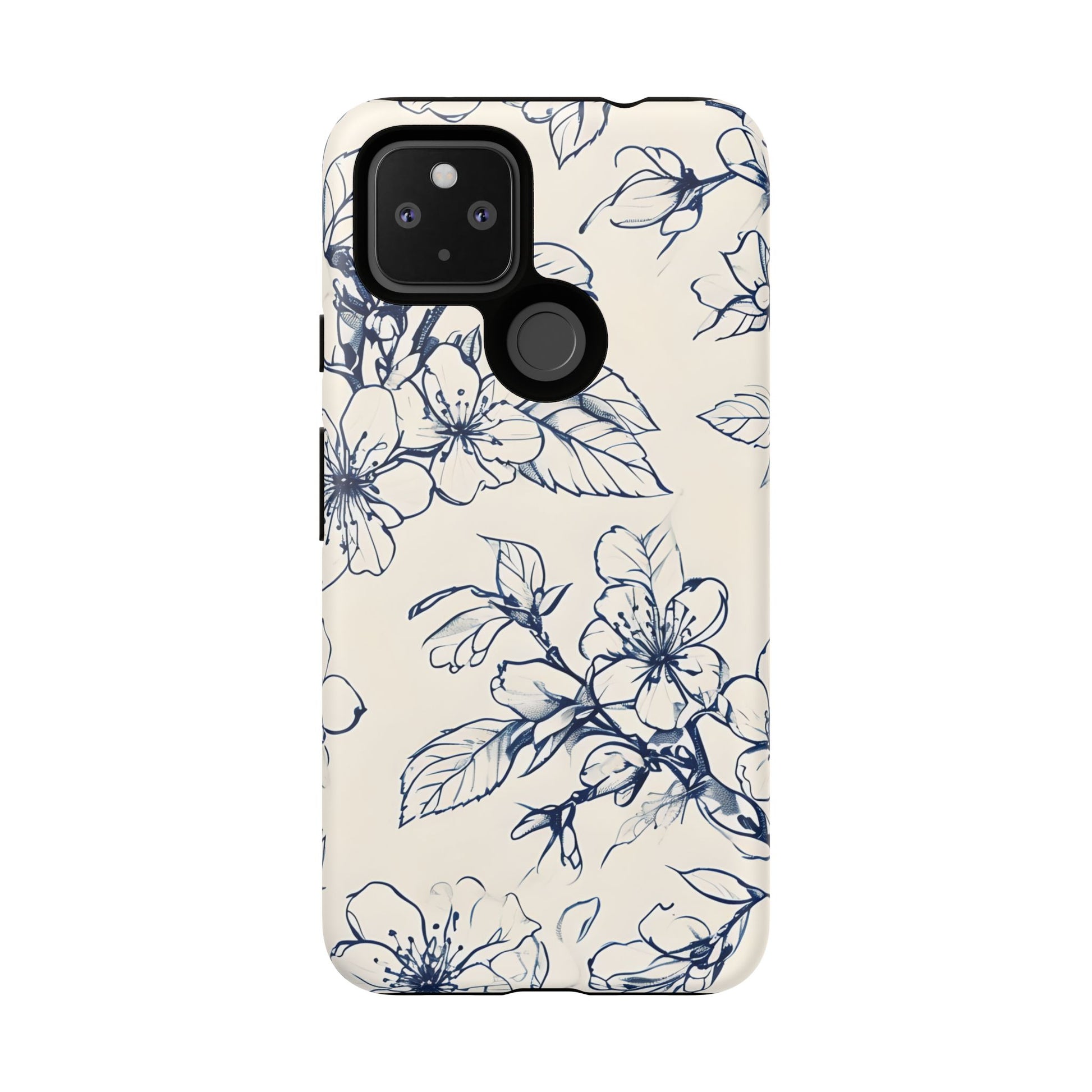 Blossom Sketch - Artistic Blue Floral Google Pixel 4a 5G - Tough Phone Case - Hand-Drawn Botanical Design