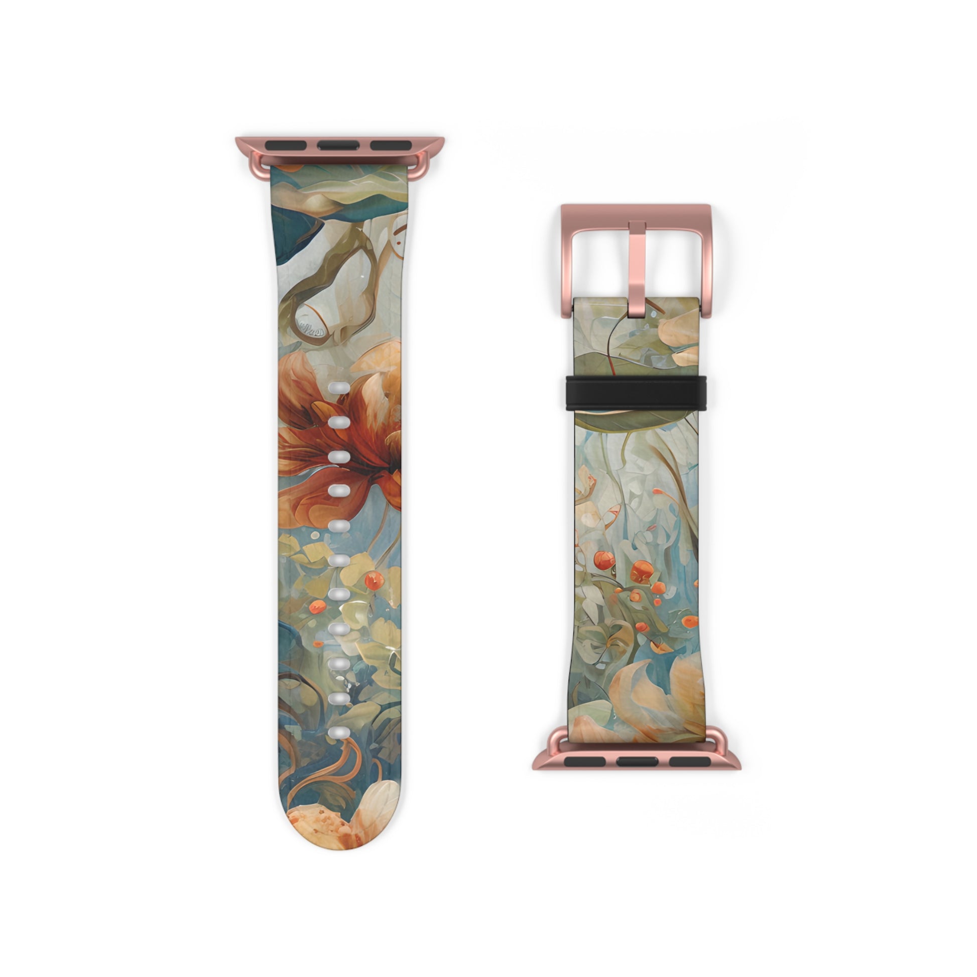 Waterlily Dreamscape Designer Apple Watch Band - Premium Custom Strap for Series 1-9, SE & Ultra - Artistic Vegan Leather