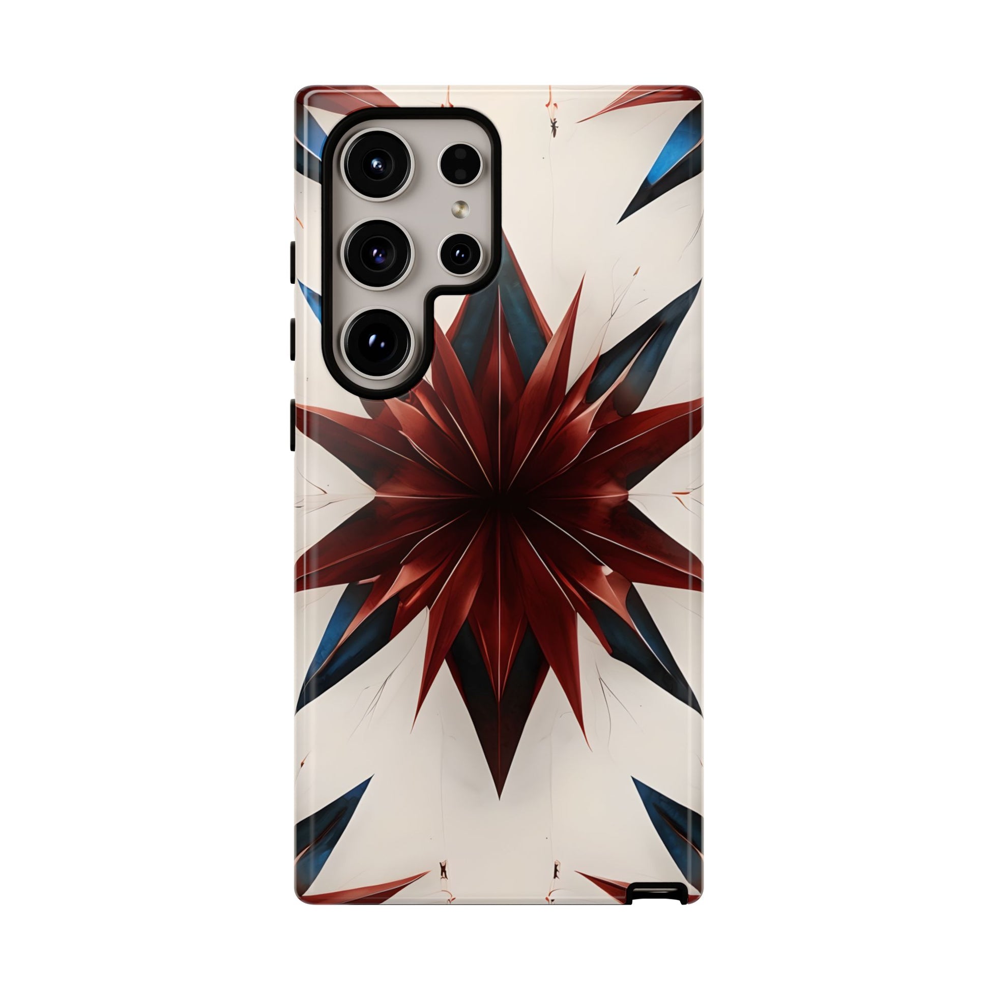 Garnet Starburst - Kaleidoscope Collection Gemstone Floral - Samsung Galaxy S24 Ultra Tough Phone Case - Floral Burst Design