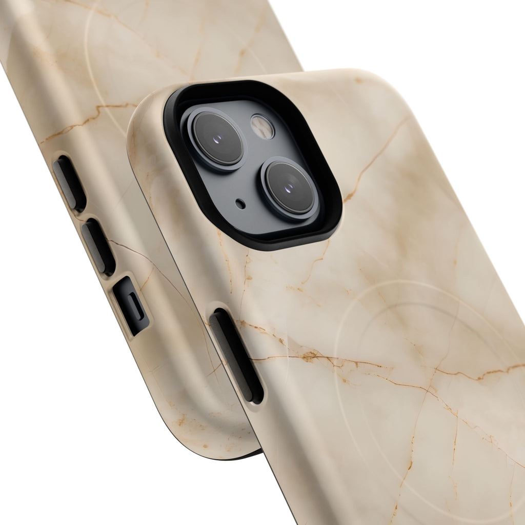 Parchment Mist - iPhone 14 MagSafe Phone Case - Neutral Beige Marble Design