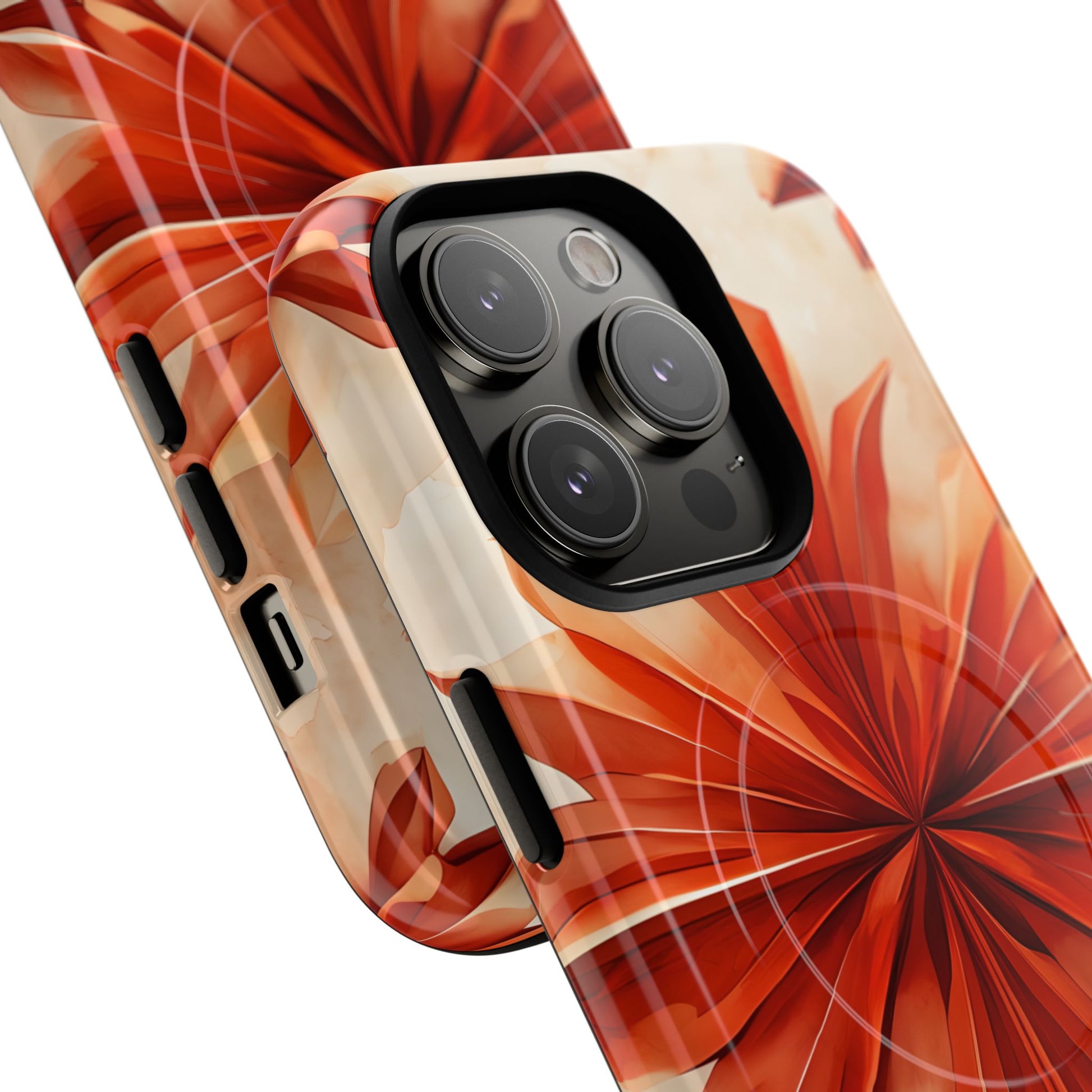 Sunset Fleur iPhone 14 Pro - Kaleidoscope Collection of MagSafe Compatible - Vibrant Sunset Flower Design