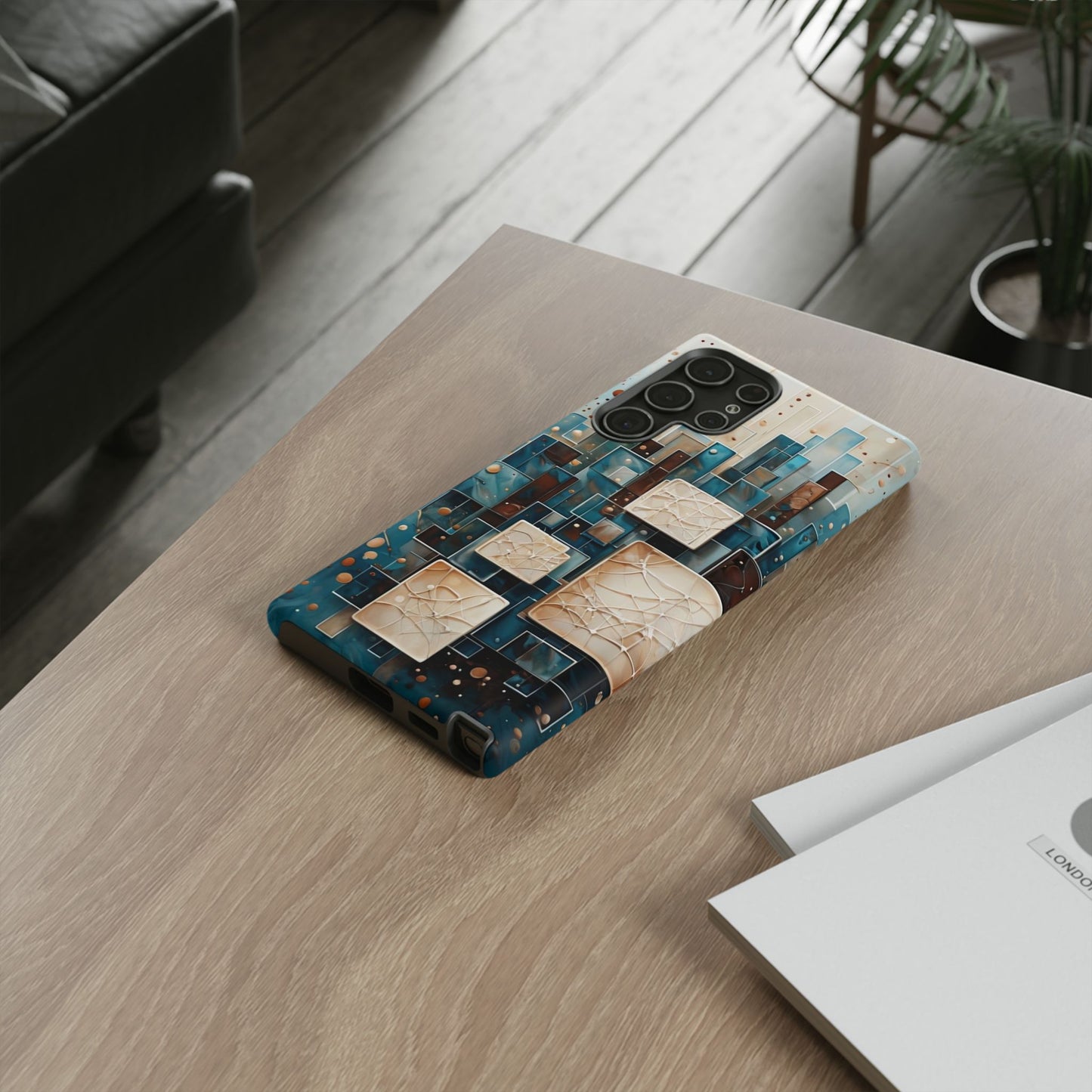 Architectural Drift Samsung Galaxy Case - Modern Geometric Teal & Parchment Design
