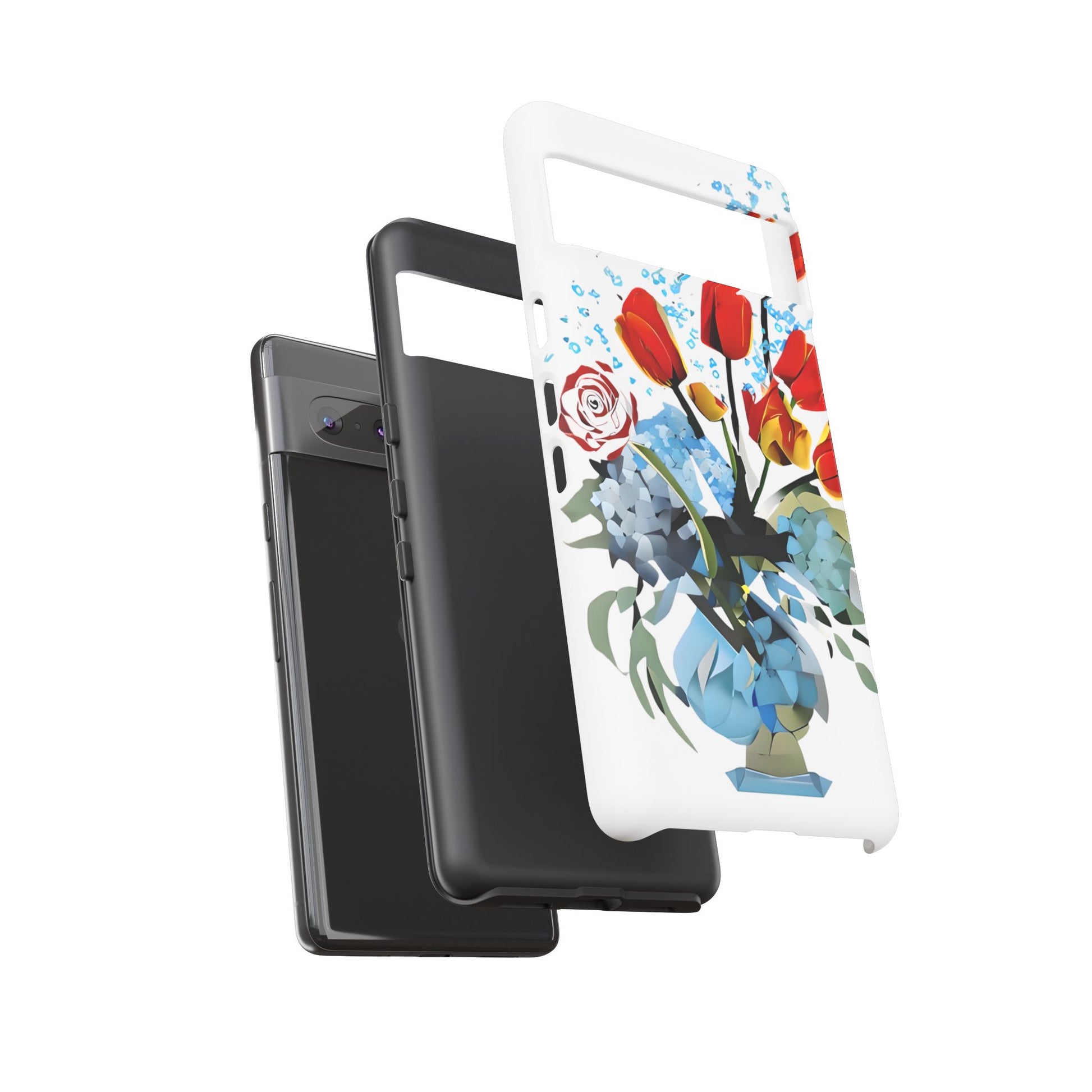 Bouquet Brilliance - Artistic Floral Google Pixel 7 Tough Phone Case - Vibrant Tulip, Rose & Hydrangea Design