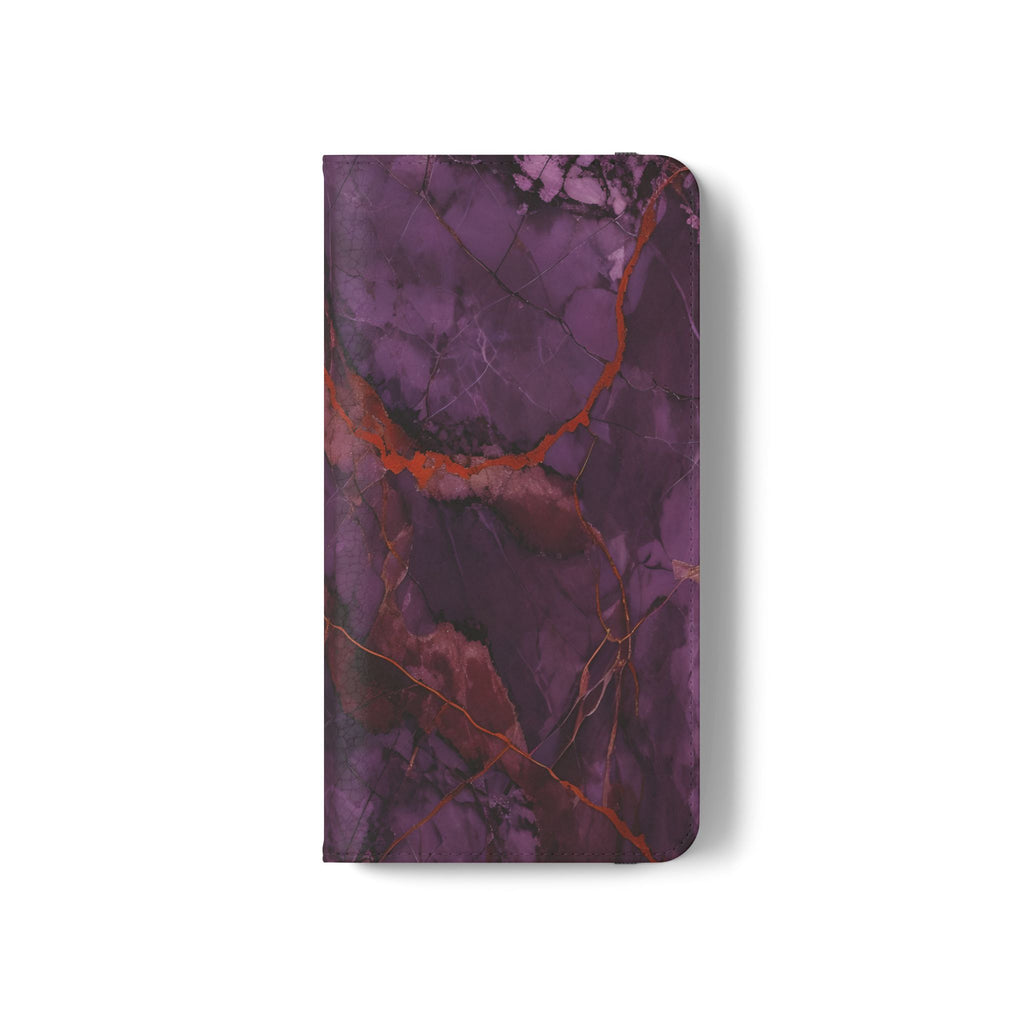 Amethyst Current Wallet Phone Case - Elegant Purple Marble Flip Cover for Samsung Galaxy S21
