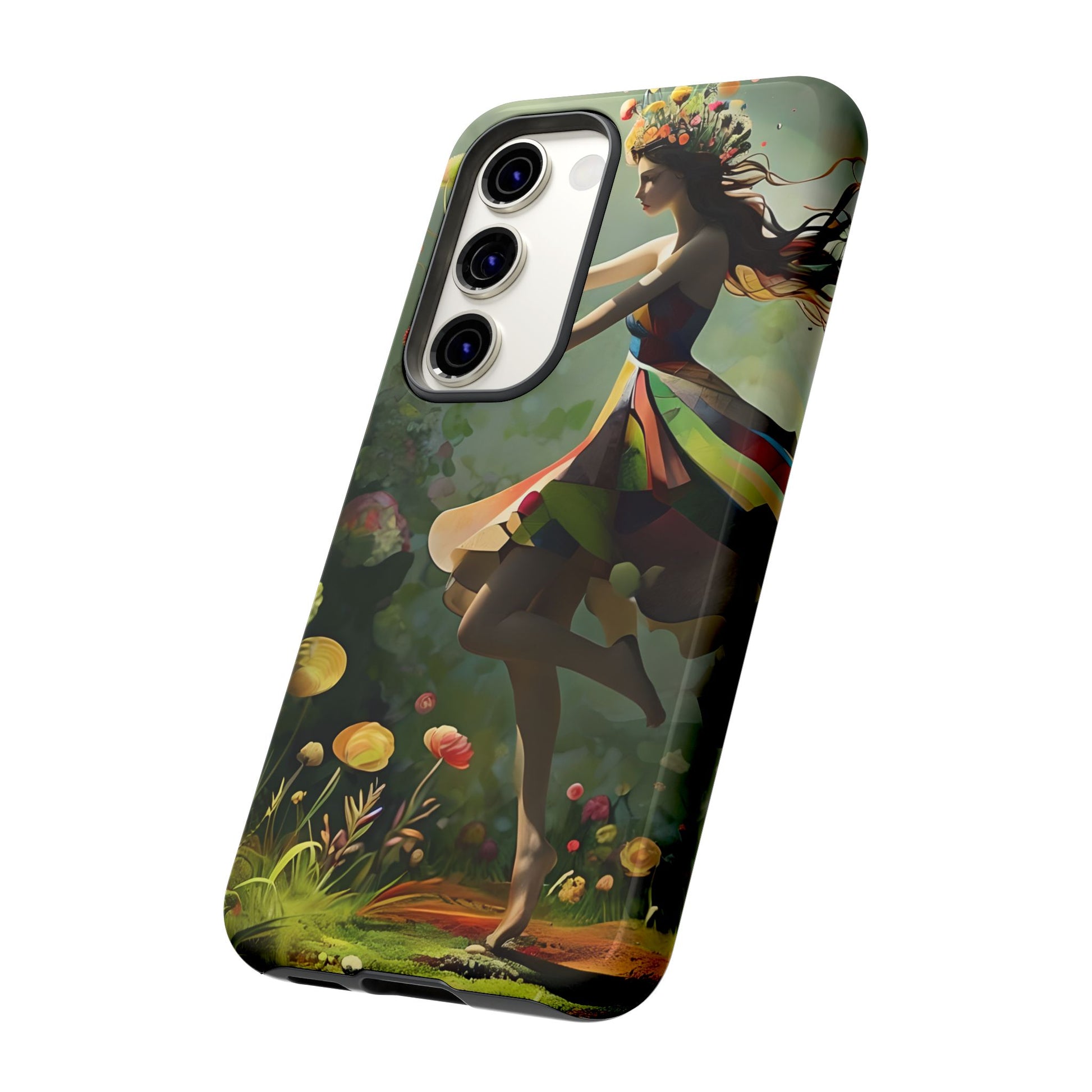 Dancing Wildflower Muse Samsung Galaxy S23 Tough Case - Artistic Floral Fantasy Cover - Whimsical Nature-Inspired Protective Accessory