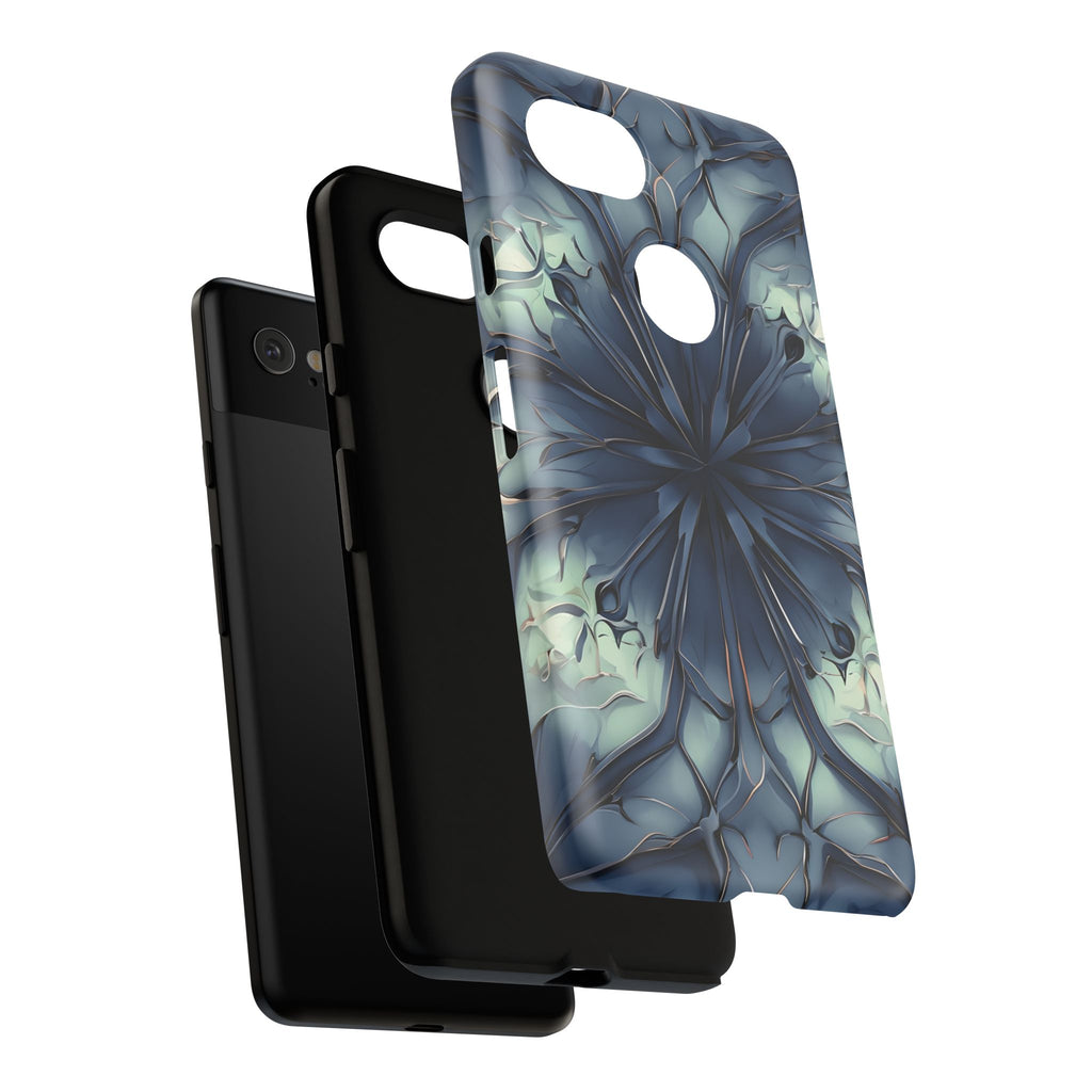 Indigo Mosaic - Artistic Kaleidoscope Collection Artistic Floral - Google Pixel 2XL Tough Phone Case - Bold Blue Symmetrical Design