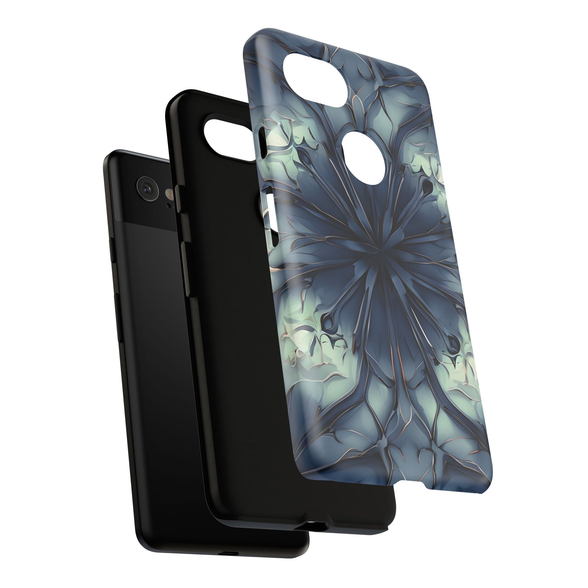 Indigo Mosaic - Artistic Kaleidoscope Collection Artistic Floral - Google Pixel 2XL Tough Phone Case - Bold Blue Symmetrical Design