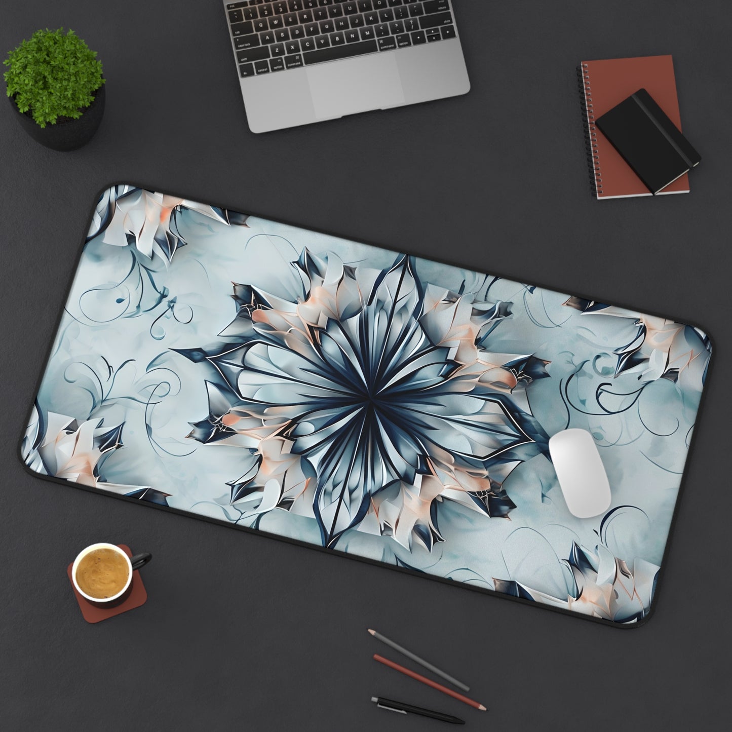 Indigo Mirage Desk Mat - Premium Office Desk Pad, 3 Sizes Available, Artistic Workspace Protection