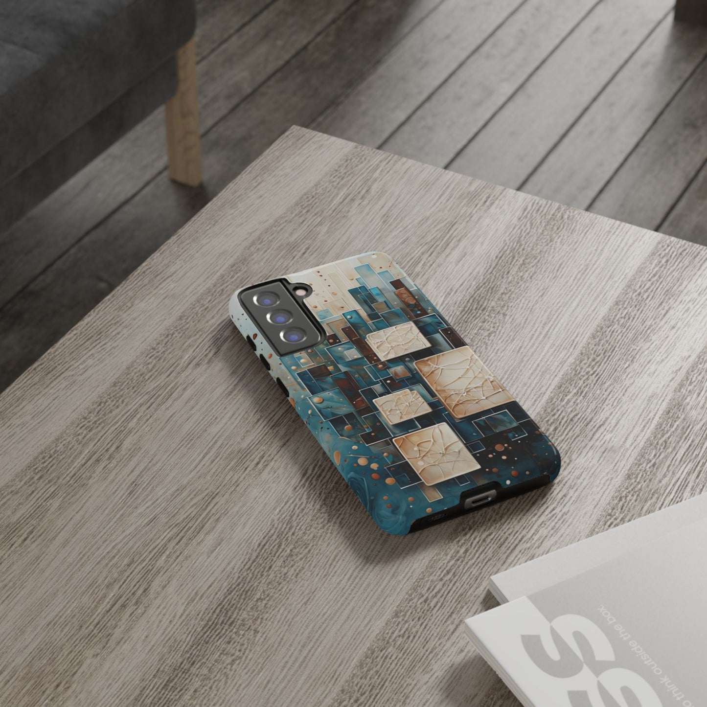 Architectural Drift Samsung Galaxy Case - Modern Geometric Teal & Parchment Design