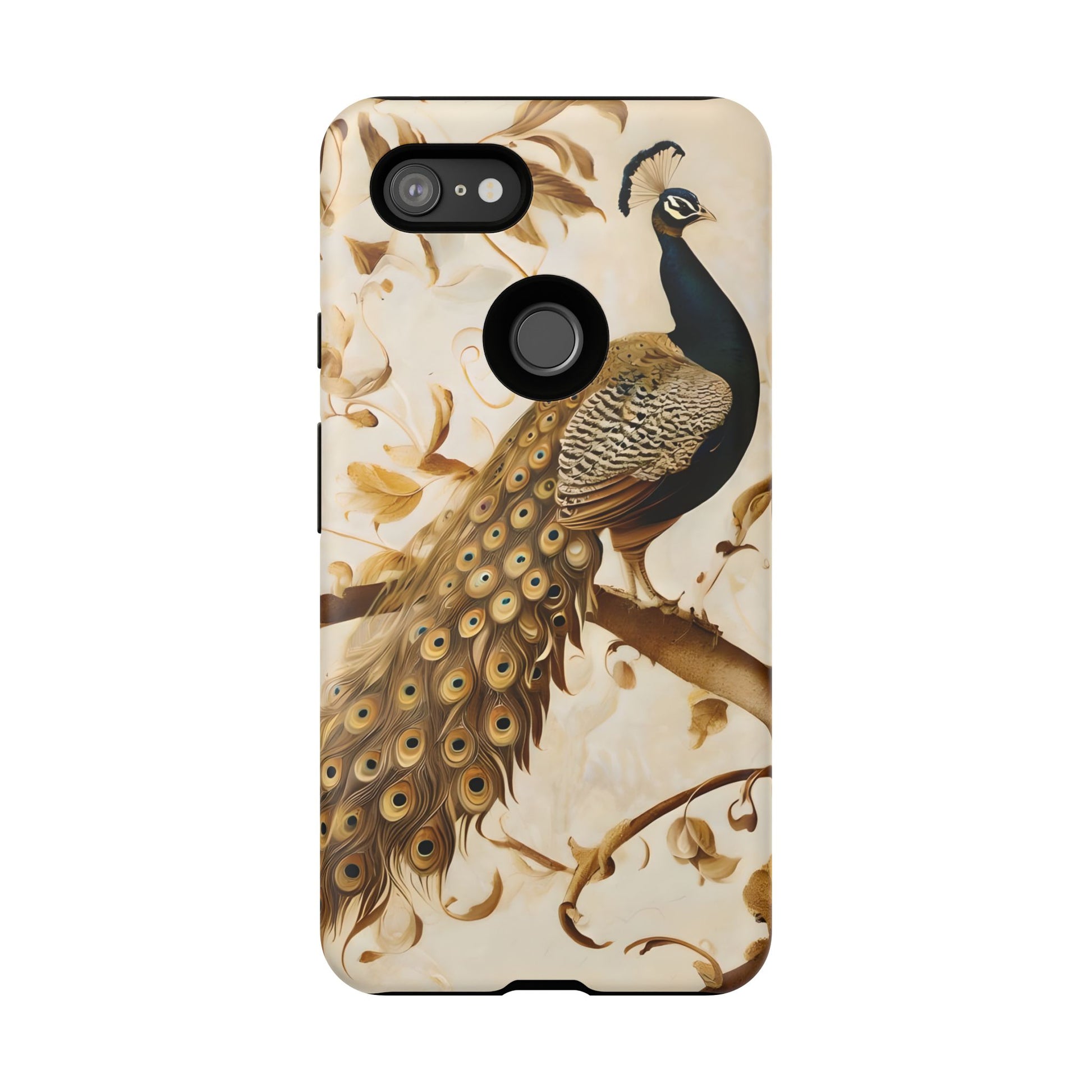 Golden Plumage - Luxe Peacock Art Google Pixel 3XL 5G Phone Case - Elegant Gold & Cream Design