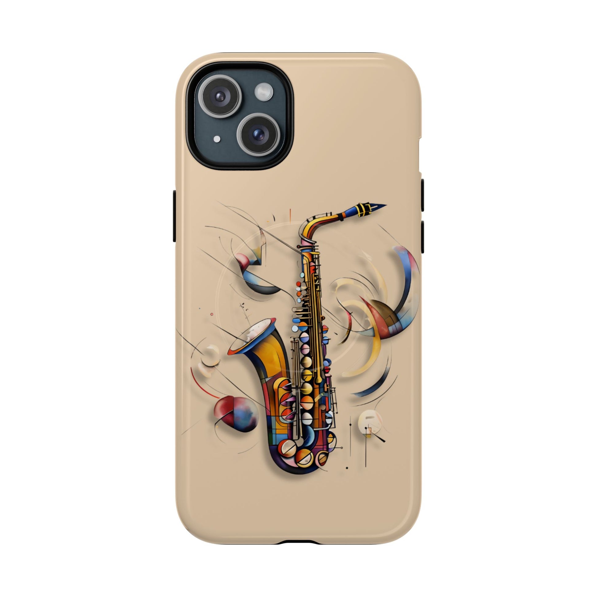 Brass Rhapsody Artistic Saxophone Music iPhone 15 Plus MagSafe Case