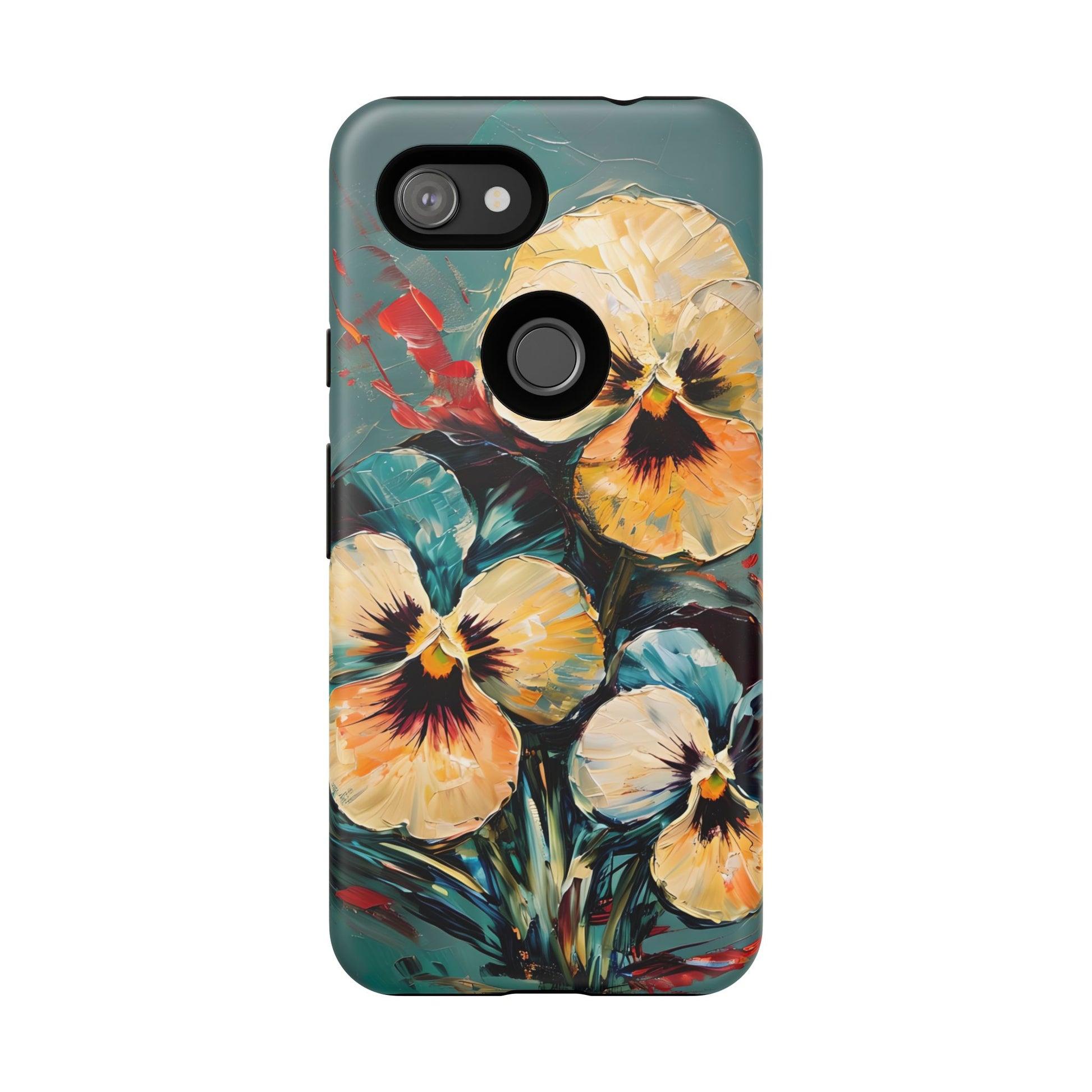 Golden Pansy Cascade Tough Case for Google Pixel 3a - Floral Artistic Shockproof Cover, Elegant Protective Phone Case