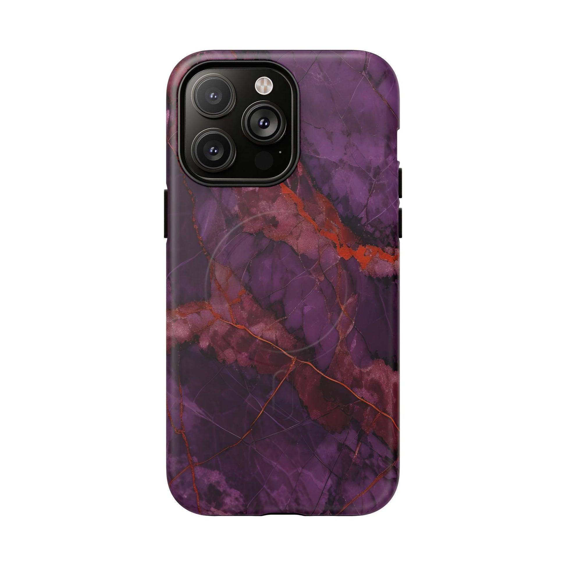 Amethyst Current - Kaleidoscope Collection Artistic Floral Burst - iPhone 14 Pro Max MagSafe Phone Case - Bold Purple Symmetrical Design