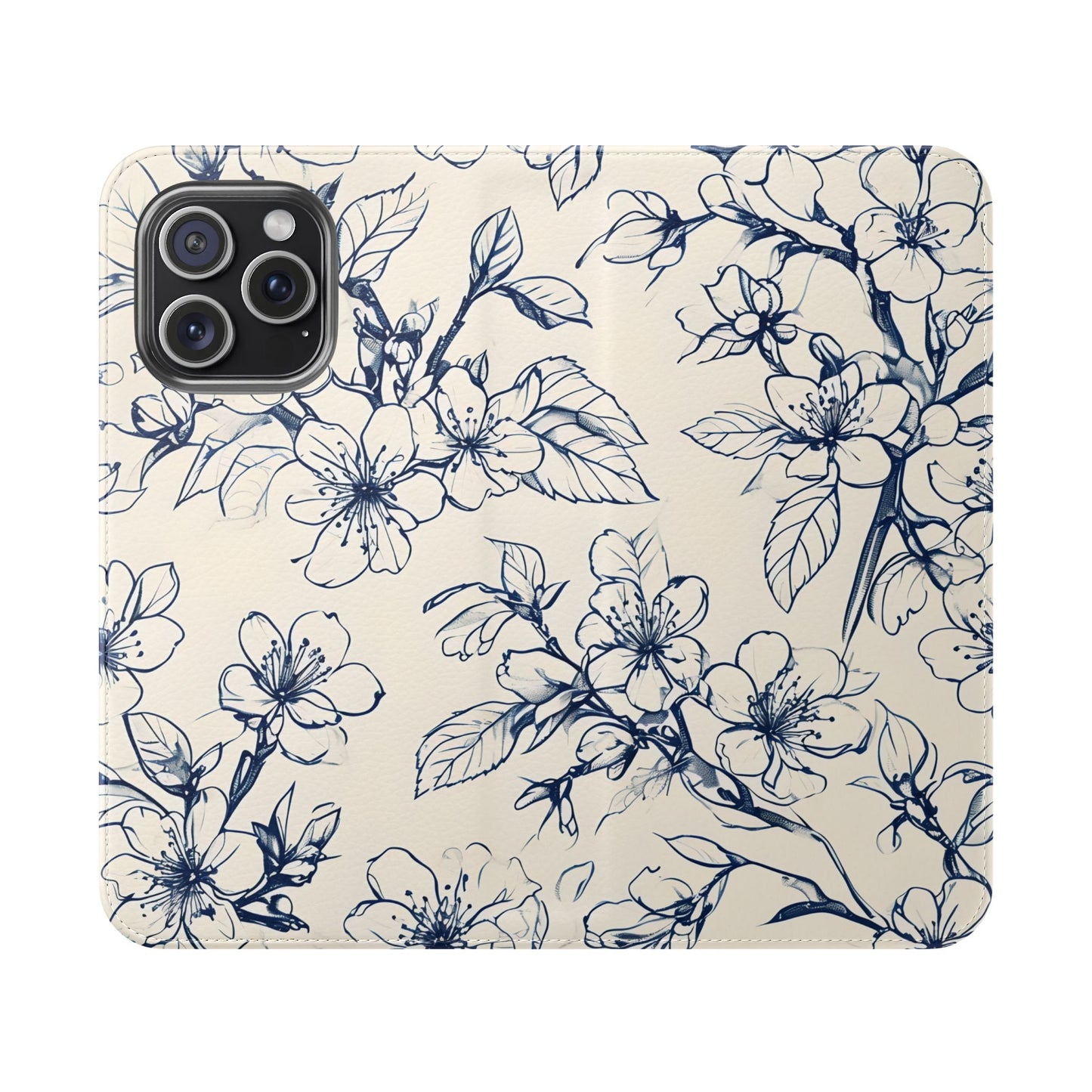 Blossom Sketch - Minimalist Floral Flip Phone Case for iPhone