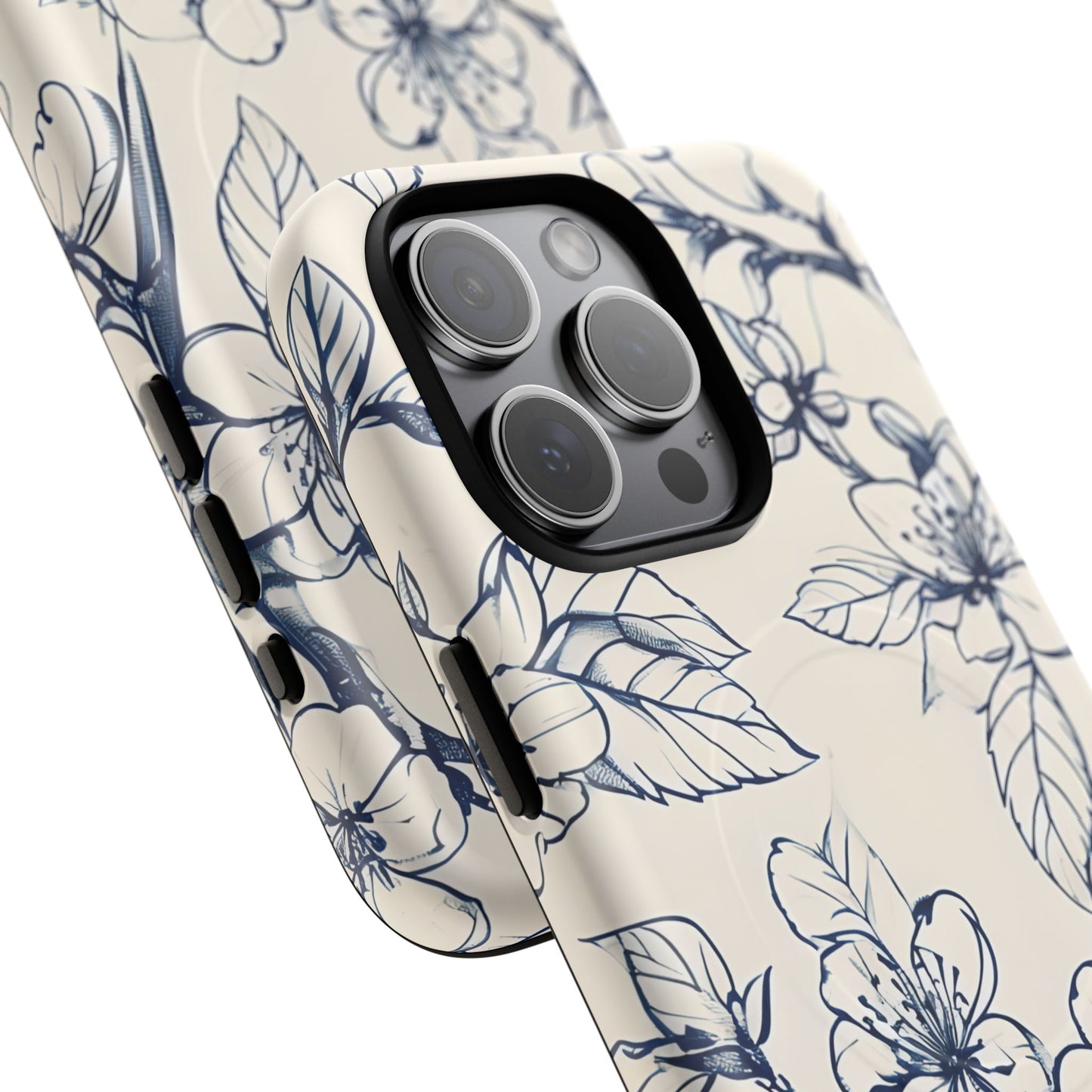 Blossom Sketch - Artistic Blue Floral - iPhone MagSafe Phone Case - Botanical Design