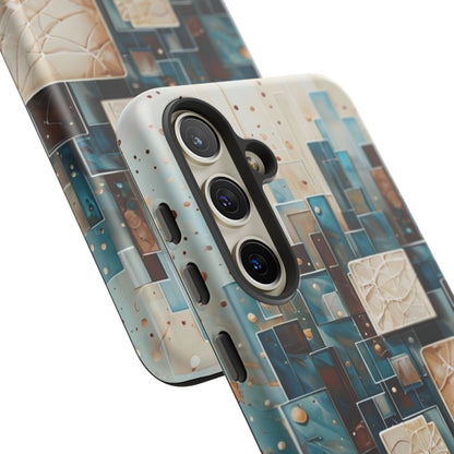 Architectural Drift Samsung Galaxy Case - Modern Geometric Teal & Parchment Design
